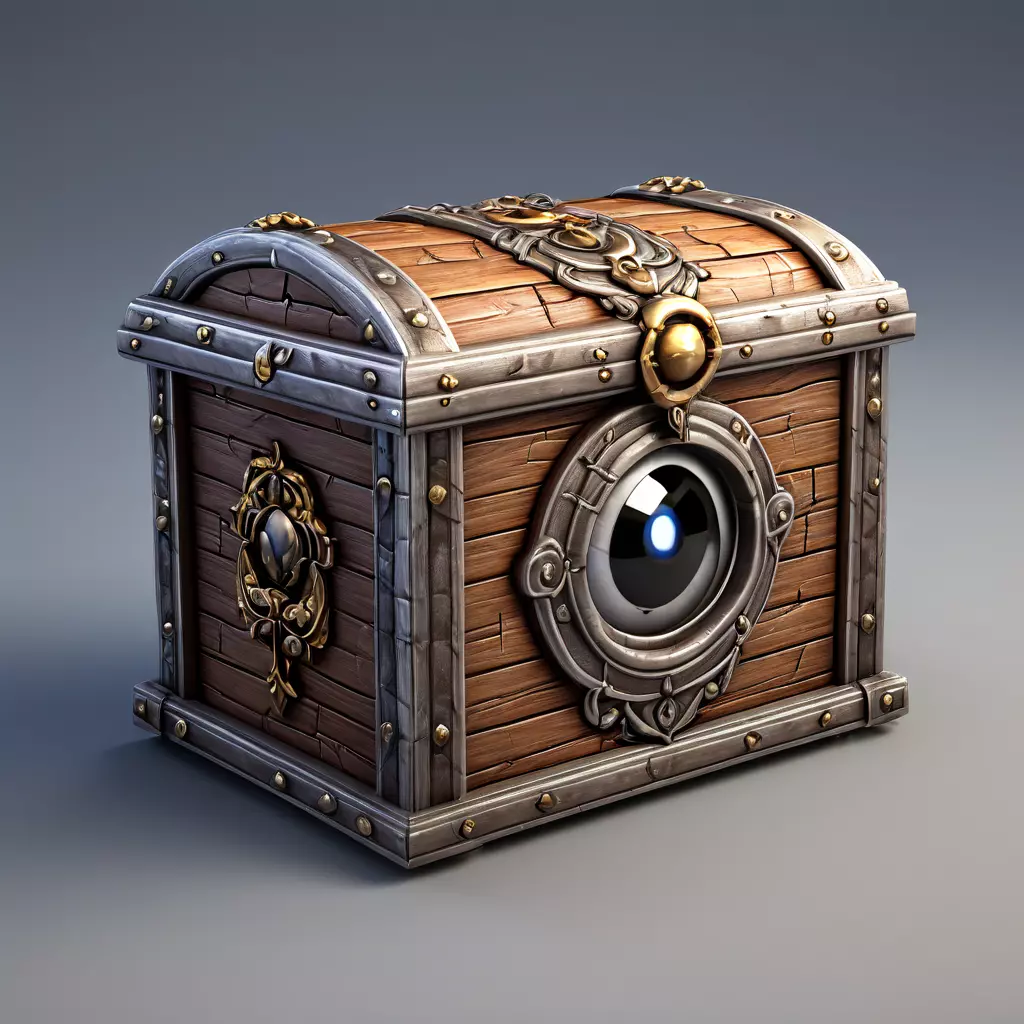 Steampunk Treasure Chest with Eye Low-poly 3D model_0