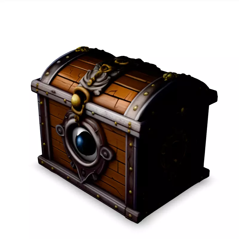 Steampunk Treasure Chest with Eye Low-poly 3D model_1