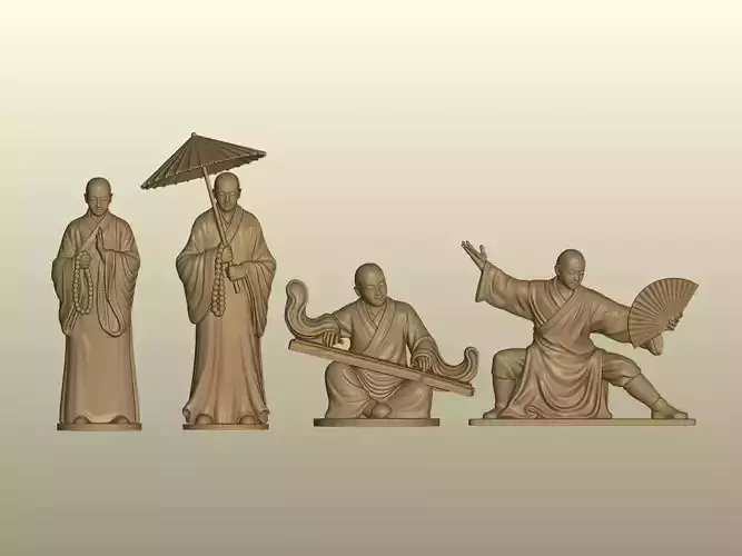 Set of 4 Zen Monks