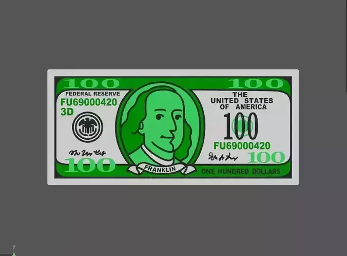 Cartoon 100 Dollar Bill 3D print model
