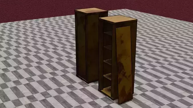 Rusty Closet Cabinet Game Ready PBR 3D Model Open and Closed