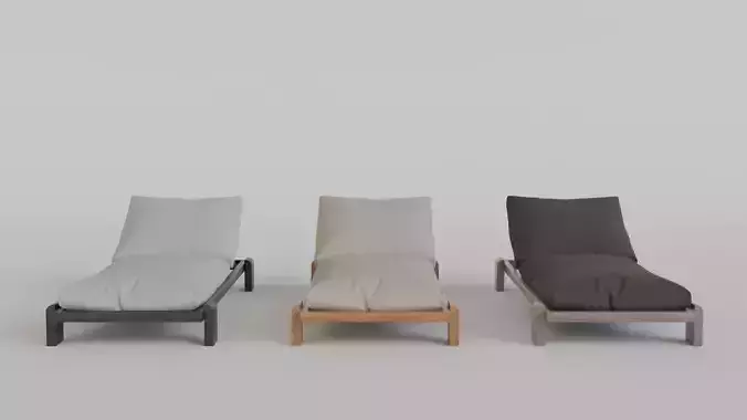 Lunaro Outdoor Chaise 3 types Natural and Aged Teak Black Metal 3D model