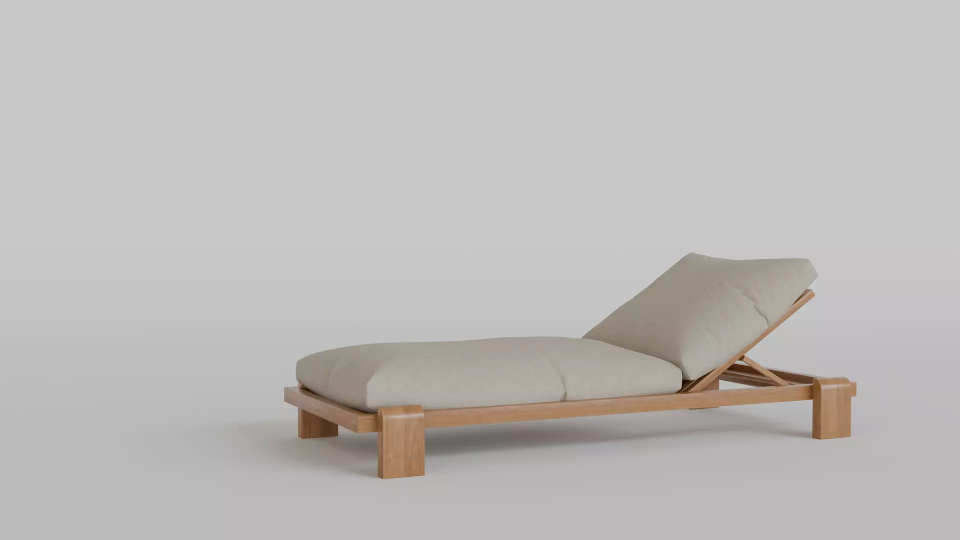 Lunaro Outdoor Chaise 3 types Natural and Aged Teak Black Metal 3D model_1