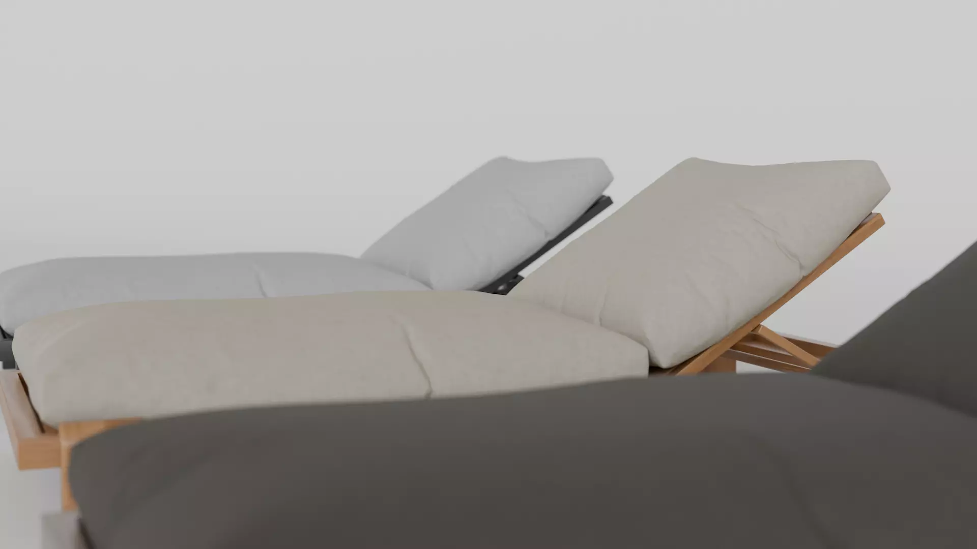 Lunaro Outdoor Chaise 3 types Natural and Aged Teak Black Metal 3D model_2