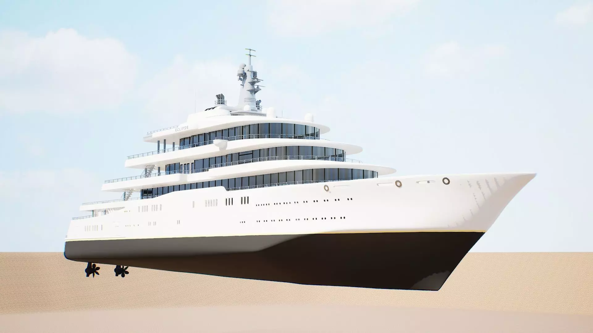 Eclipse Yacht  Ultra Realistic Low-poly 3D model_13