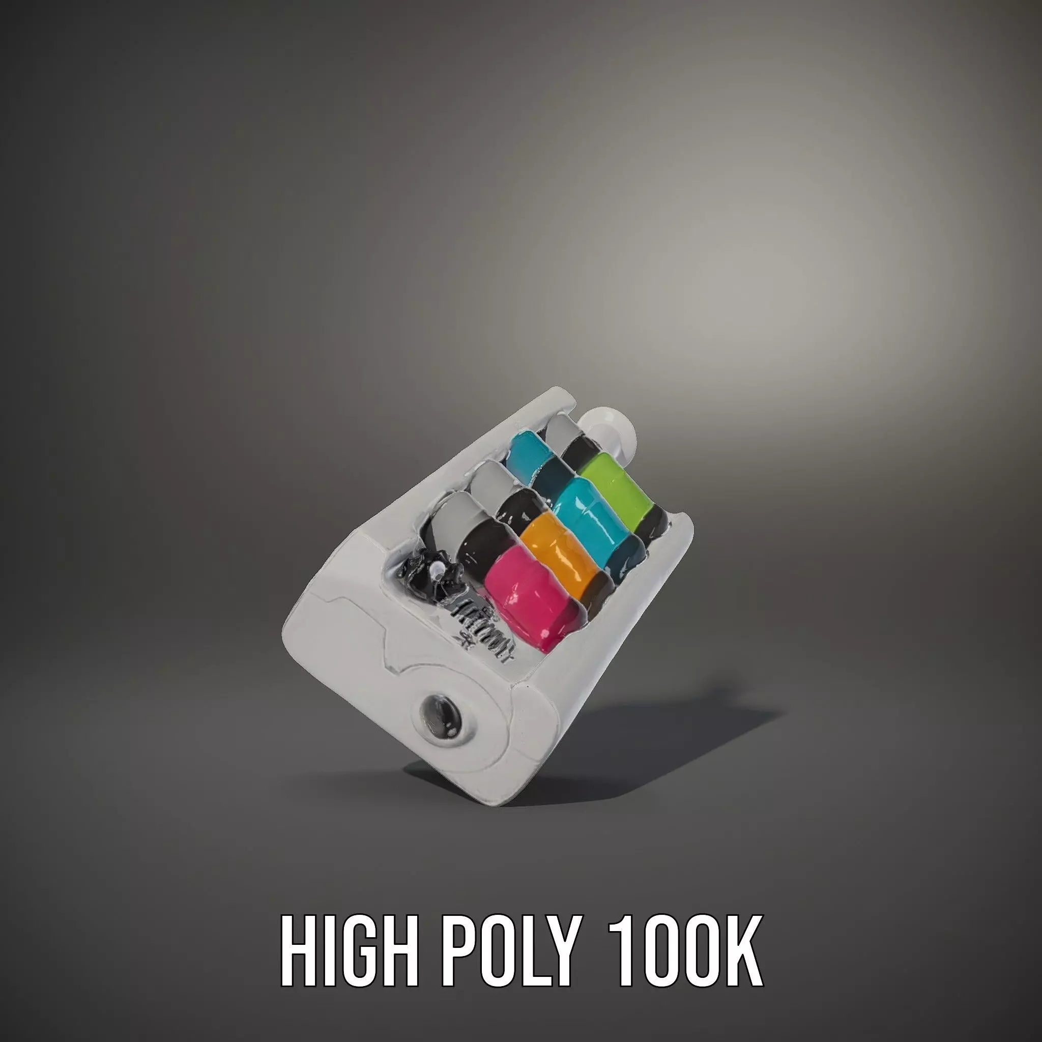 Colorful Cylinder Set Model Pack with Syringe Element Low-poly 3D model_8