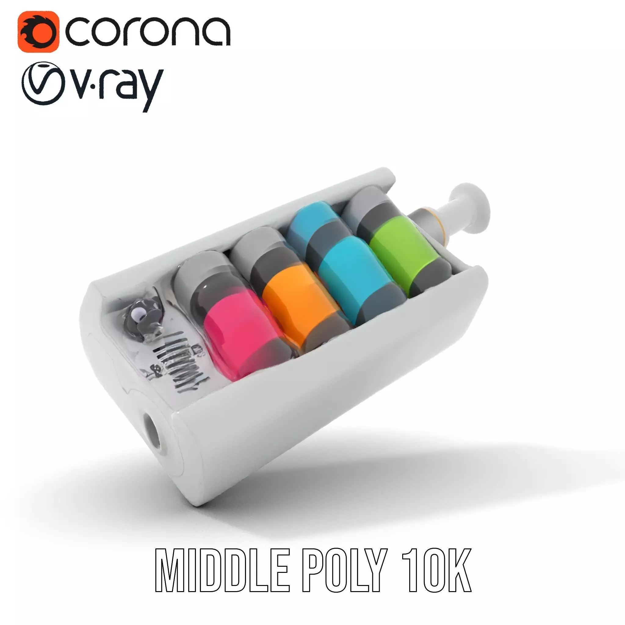 Colorful Cylinder Set Model Pack with Syringe Element Low-poly 3D model_5