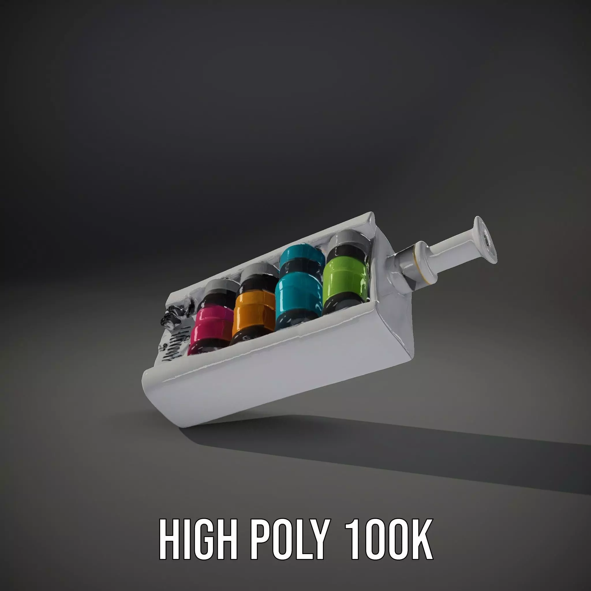 Colorful Cylinder Set Model Pack with Syringe Element Low-poly 3D model_10