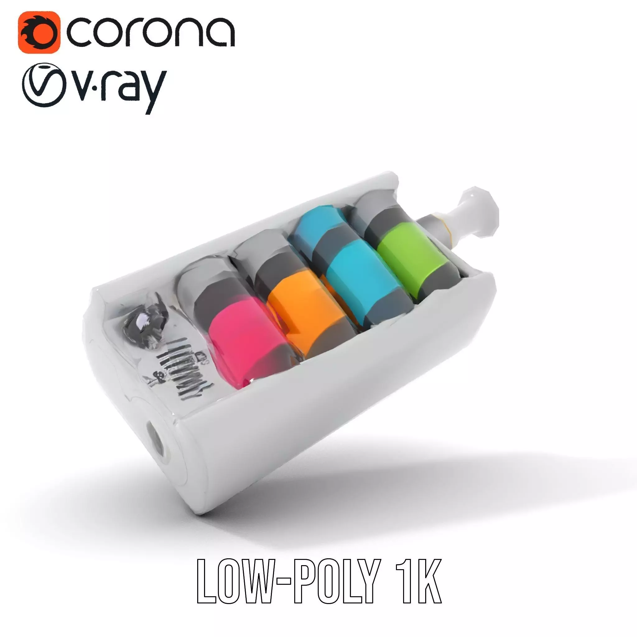 Colorful Cylinder Set Model Pack with Syringe Element Low-poly 3D model_19