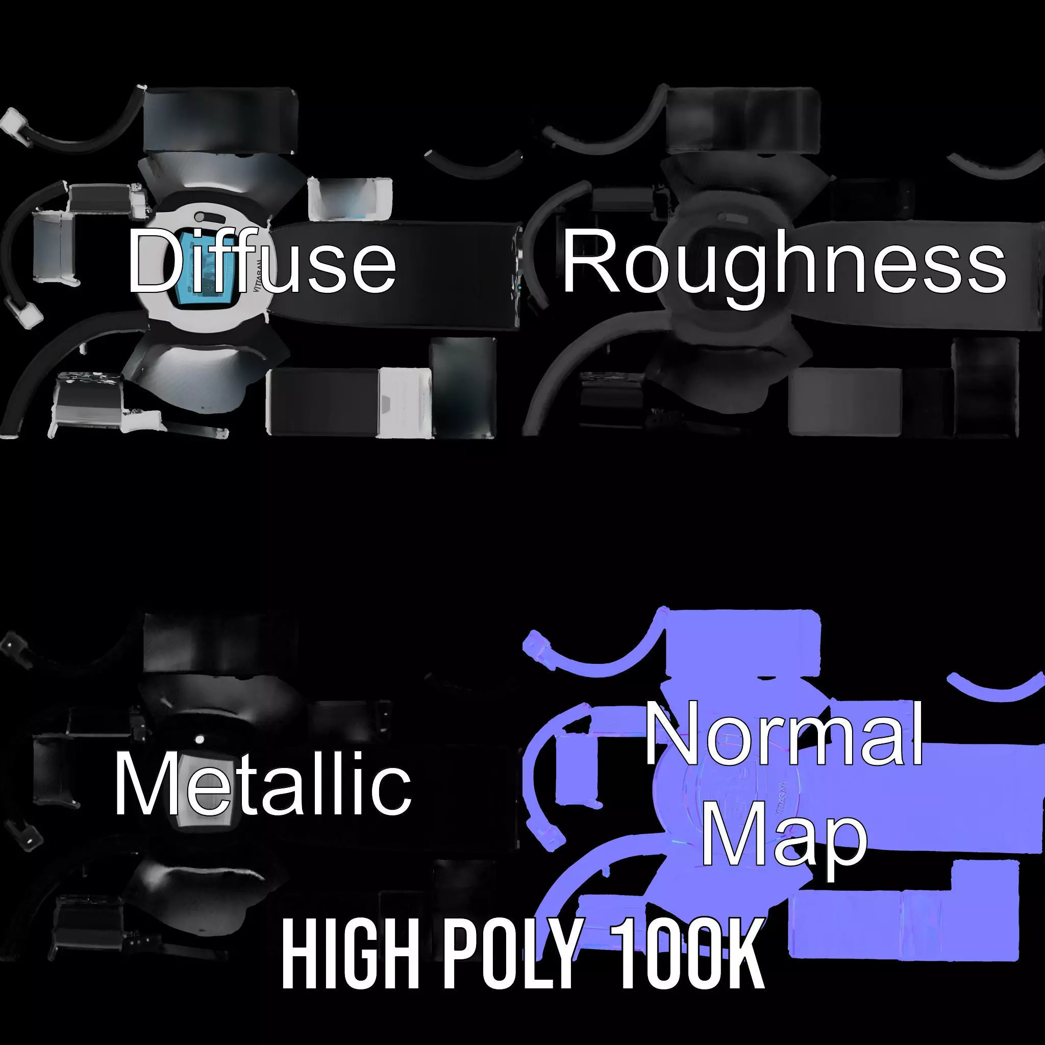 VitaScan Smartwatch Model Pack Low-poly 3D model_3