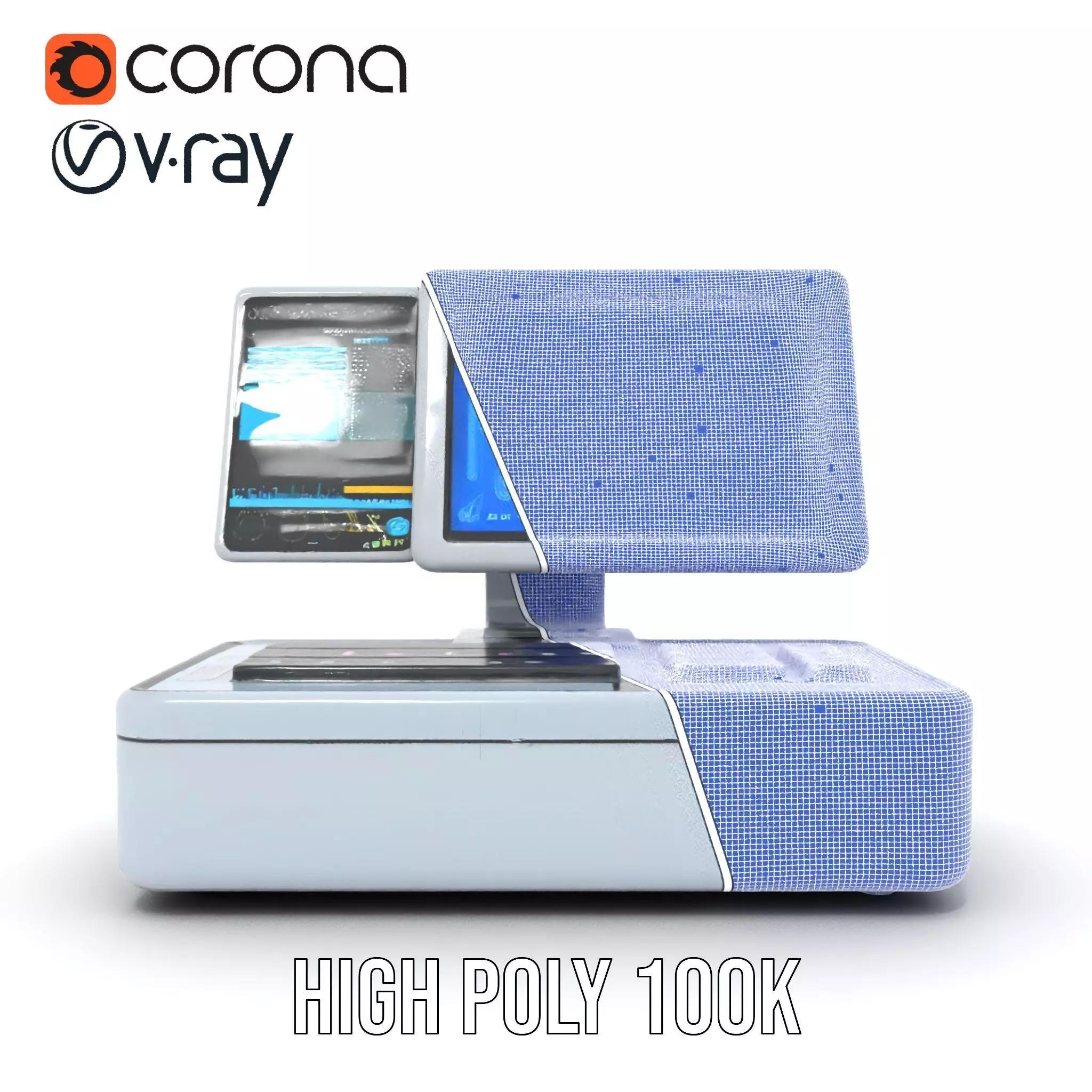 Futuristic DualScreen Computer Terminal Model Pack Low-poly 3D model_33