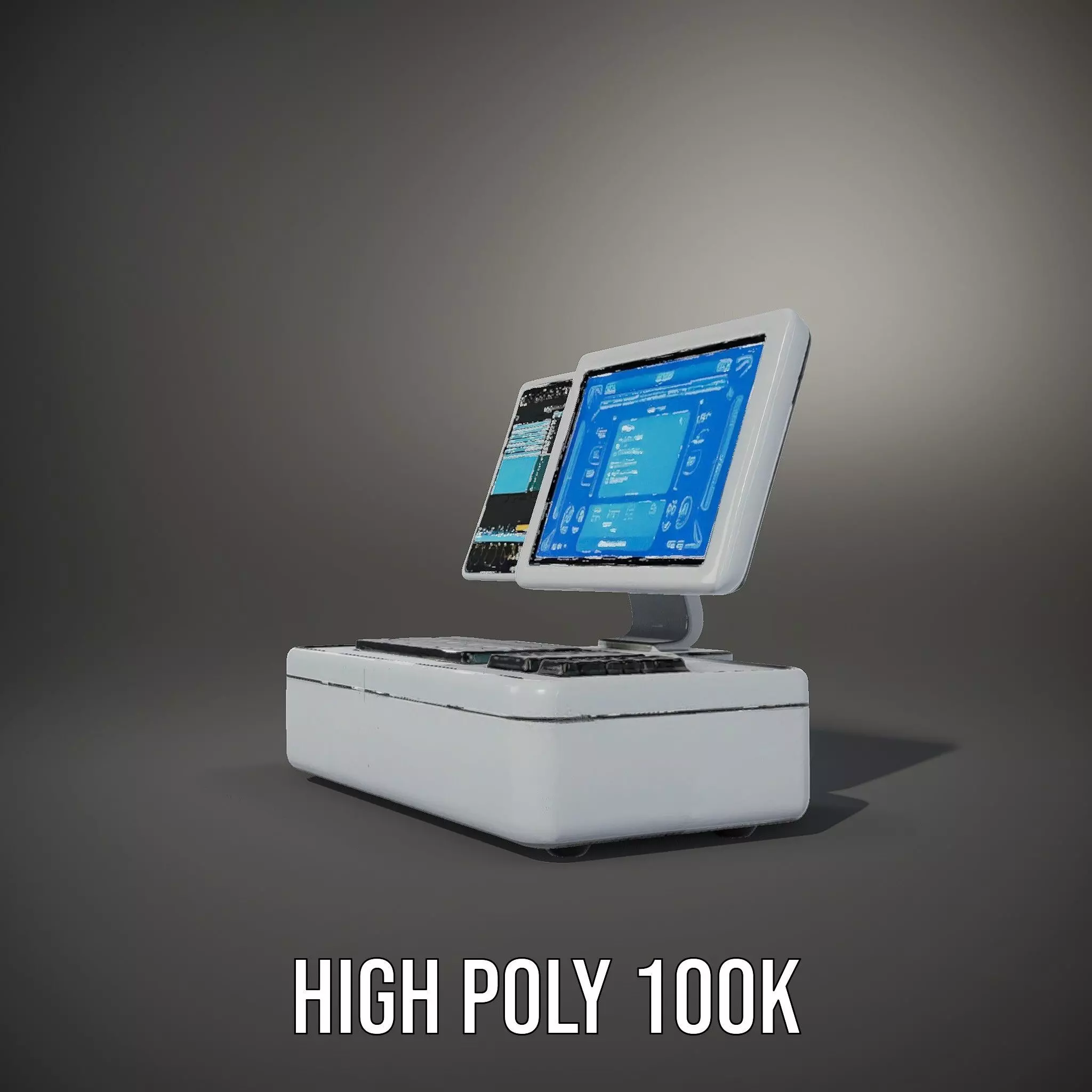 Futuristic DualScreen Computer Terminal Model Pack Low-poly 3D model_10