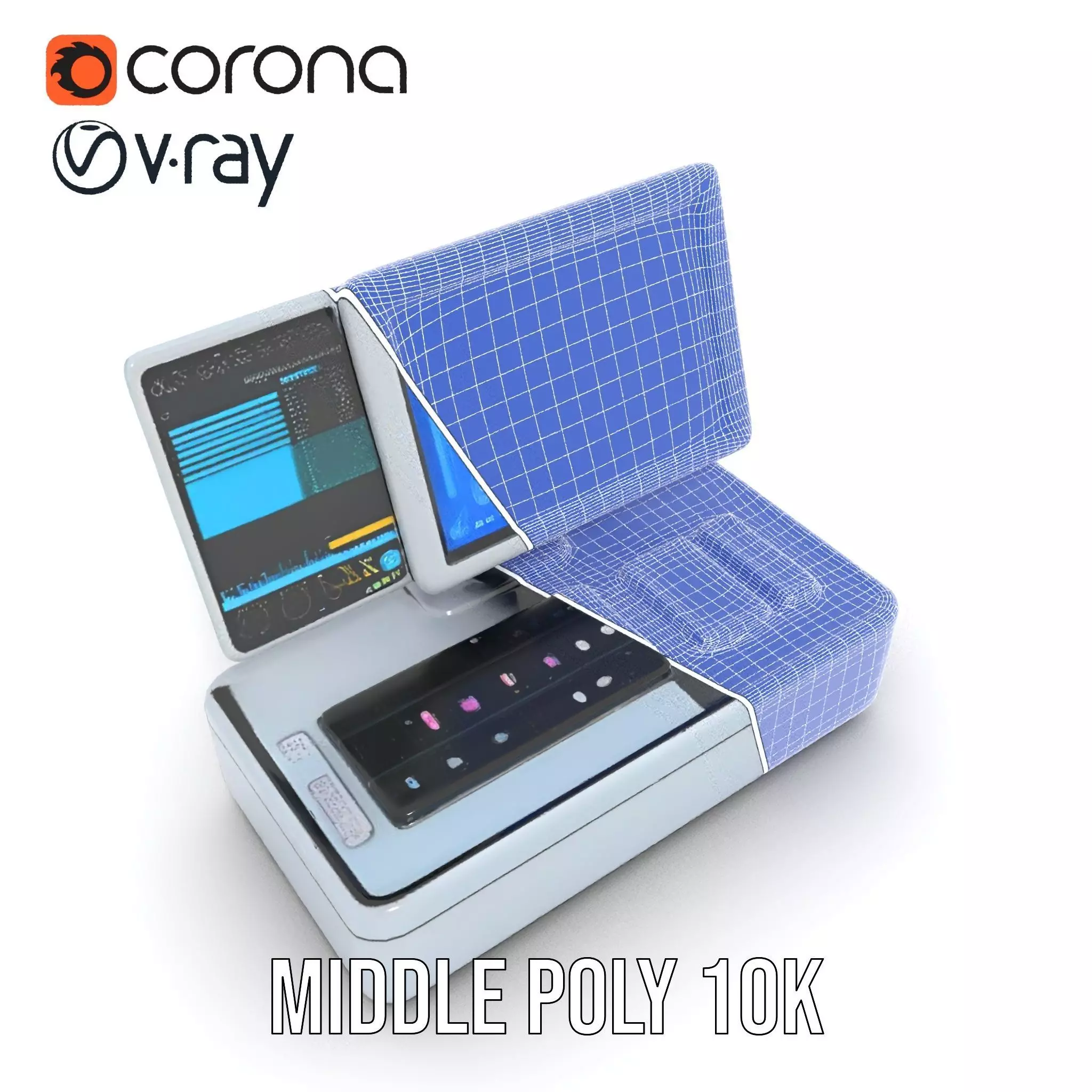 Futuristic DualScreen Computer Terminal Model Pack Low-poly 3D model_27