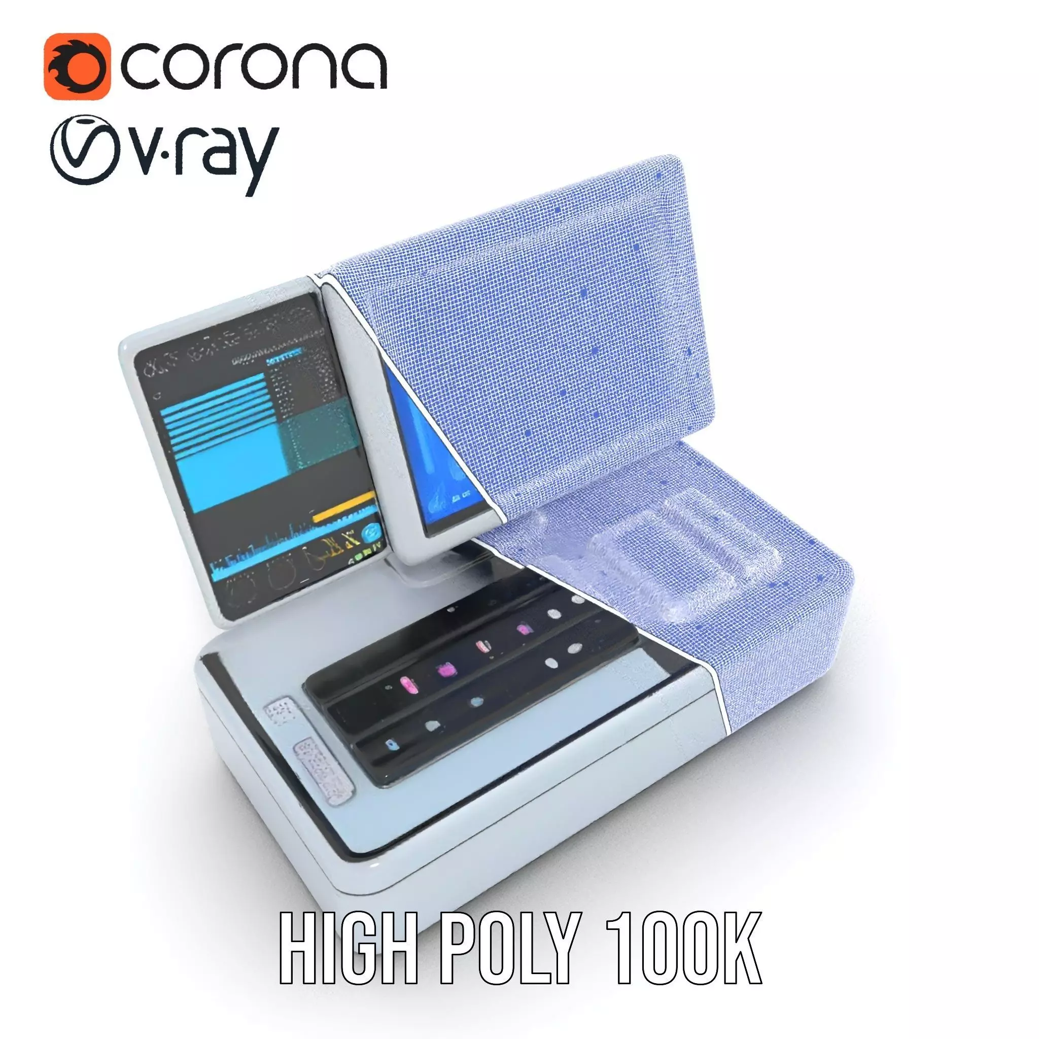 Futuristic DualScreen Computer Terminal Model Pack Low-poly 3D model_26