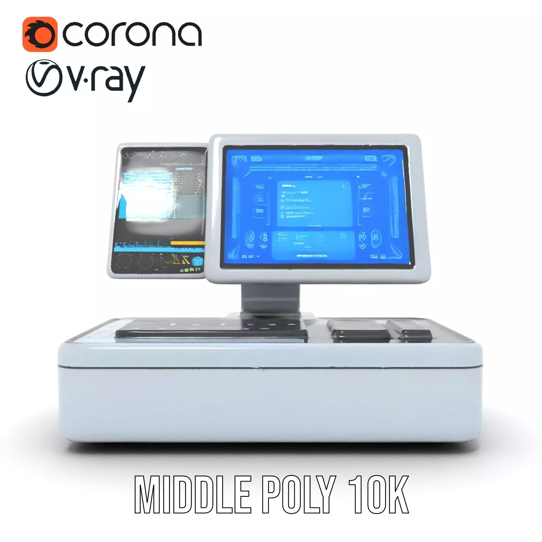 Futuristic DualScreen Computer Terminal Model Pack Low-poly 3D model_30