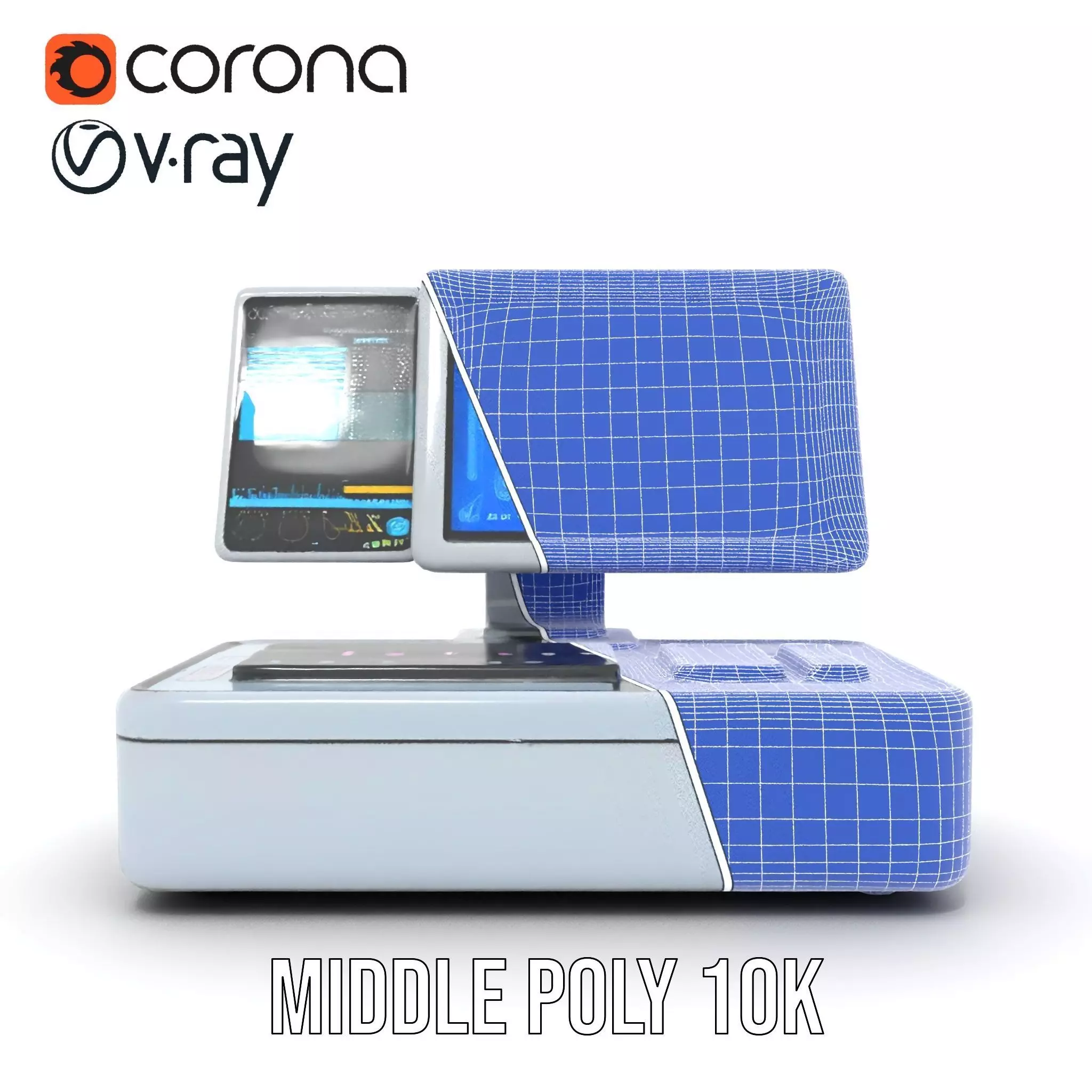 Futuristic DualScreen Computer Terminal Model Pack Low-poly 3D model_16