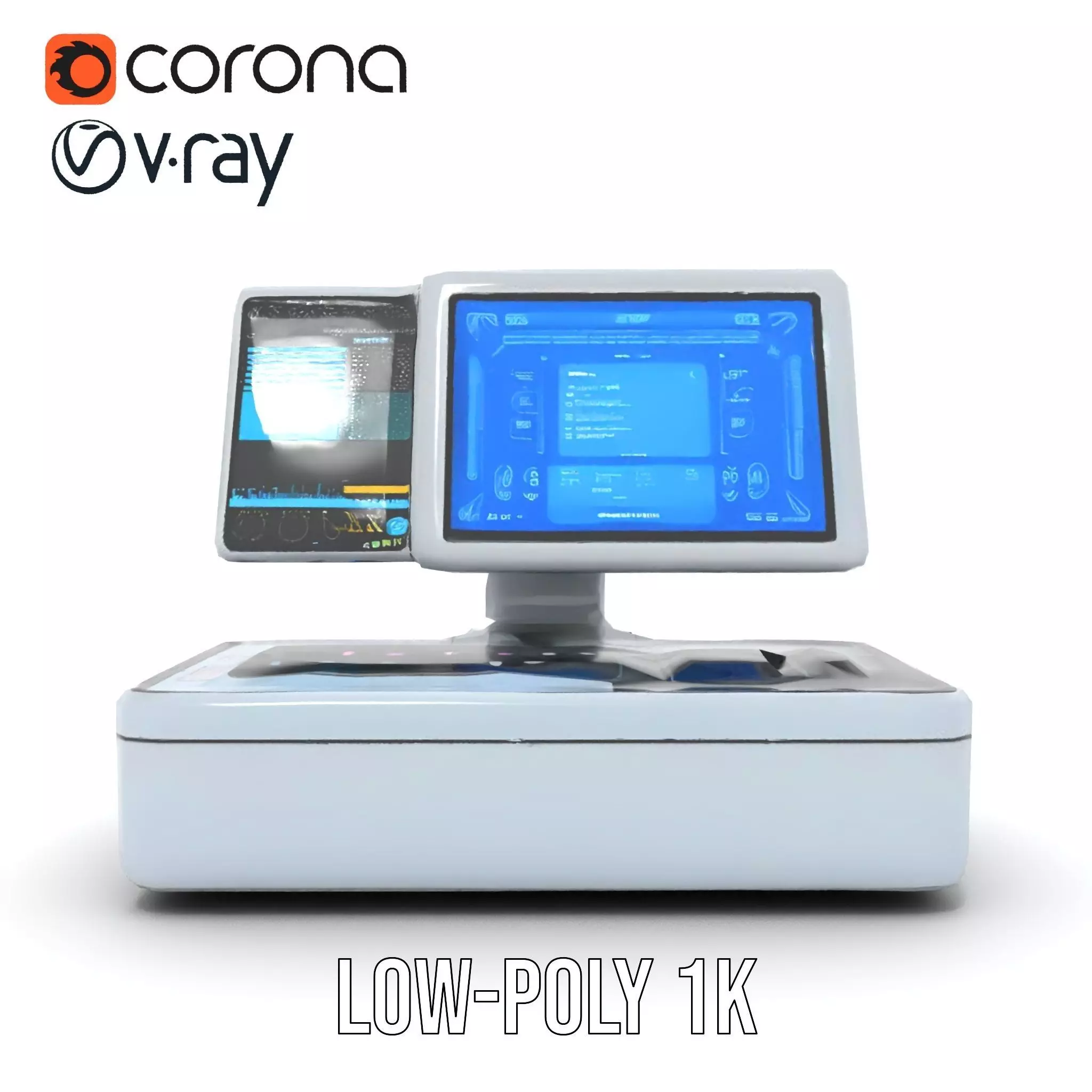 Futuristic DualScreen Computer Terminal Model Pack Low-poly 3D model_19