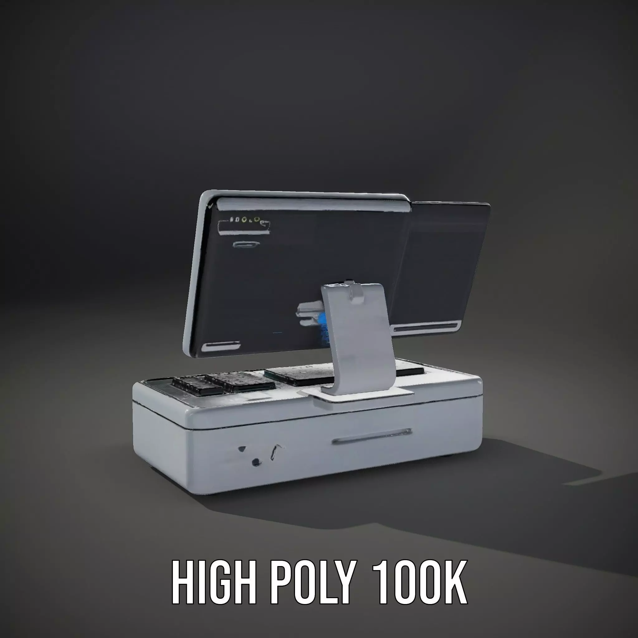 Futuristic DualScreen Computer Terminal Model Pack Low-poly 3D model_8