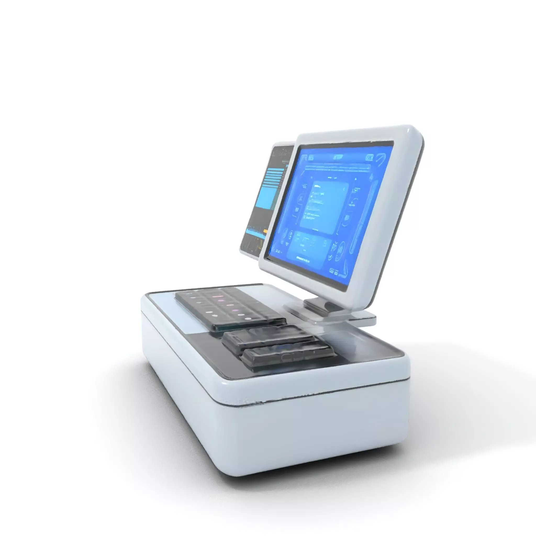 Futuristic DualScreen Computer Terminal Model Pack Low-poly 3D model_0