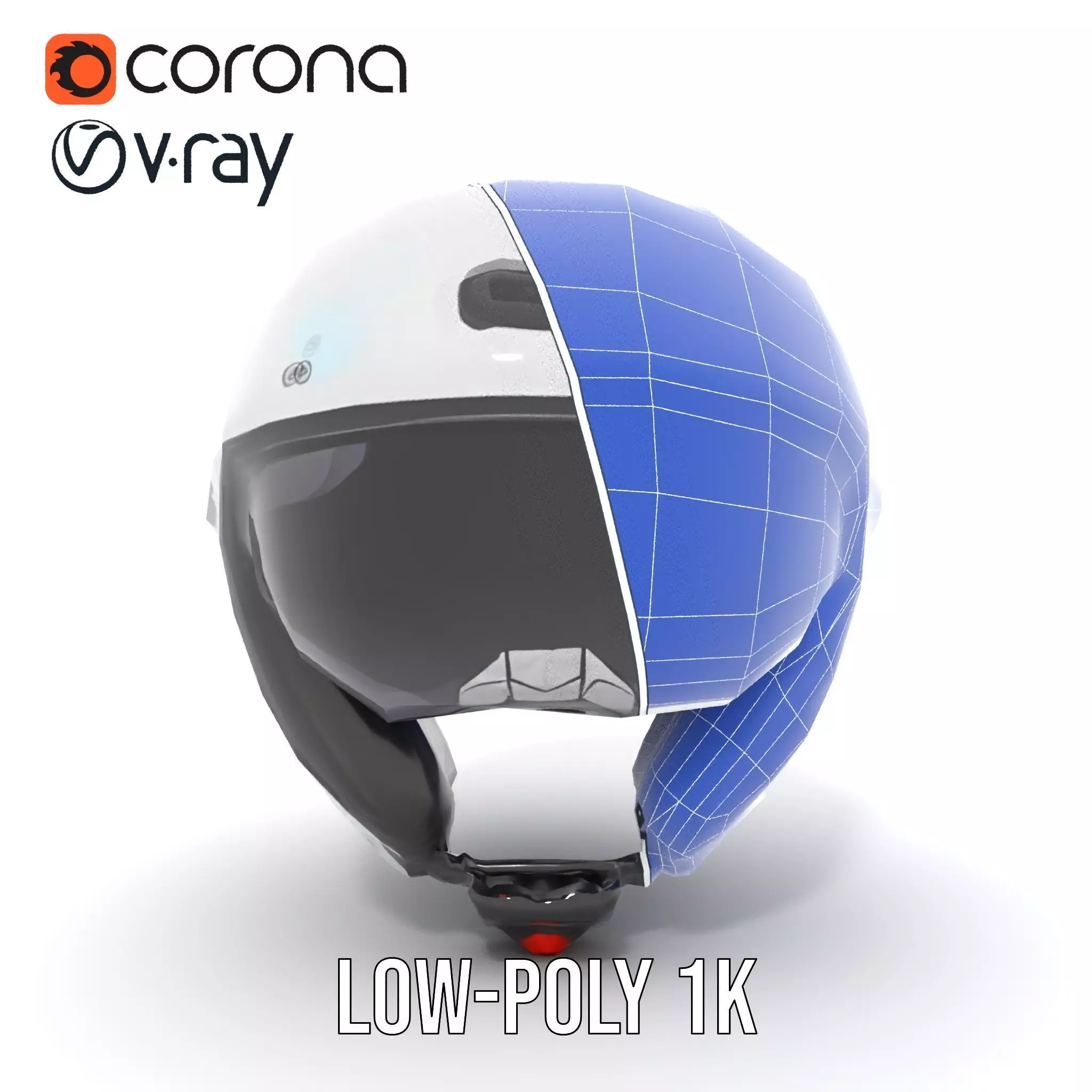 Futuristic White Helmet Model Pack with Advanced Design Low-poly 3D model_28