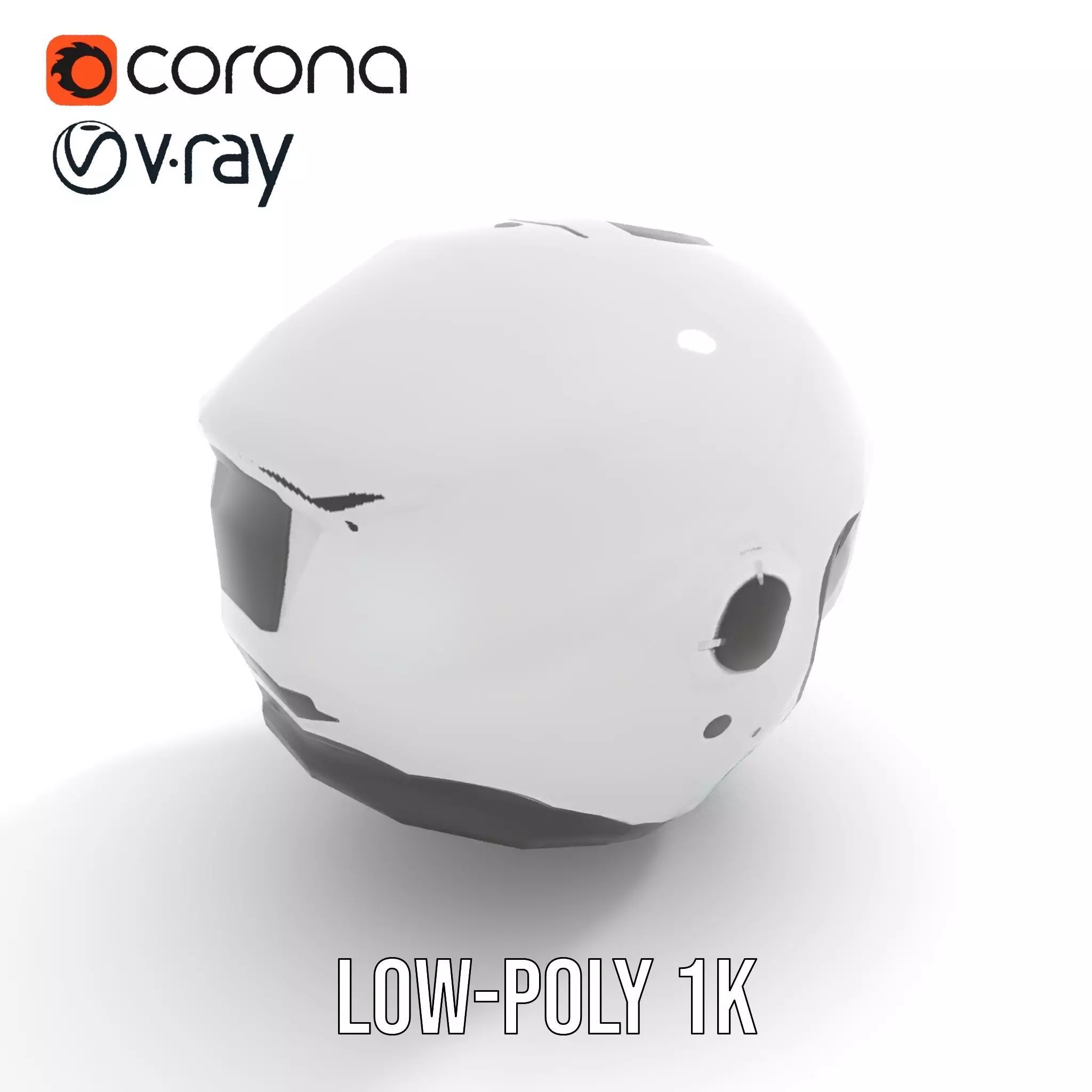 Futuristic White Helmet Model Pack with Advanced Design Low-poly 3D model_14