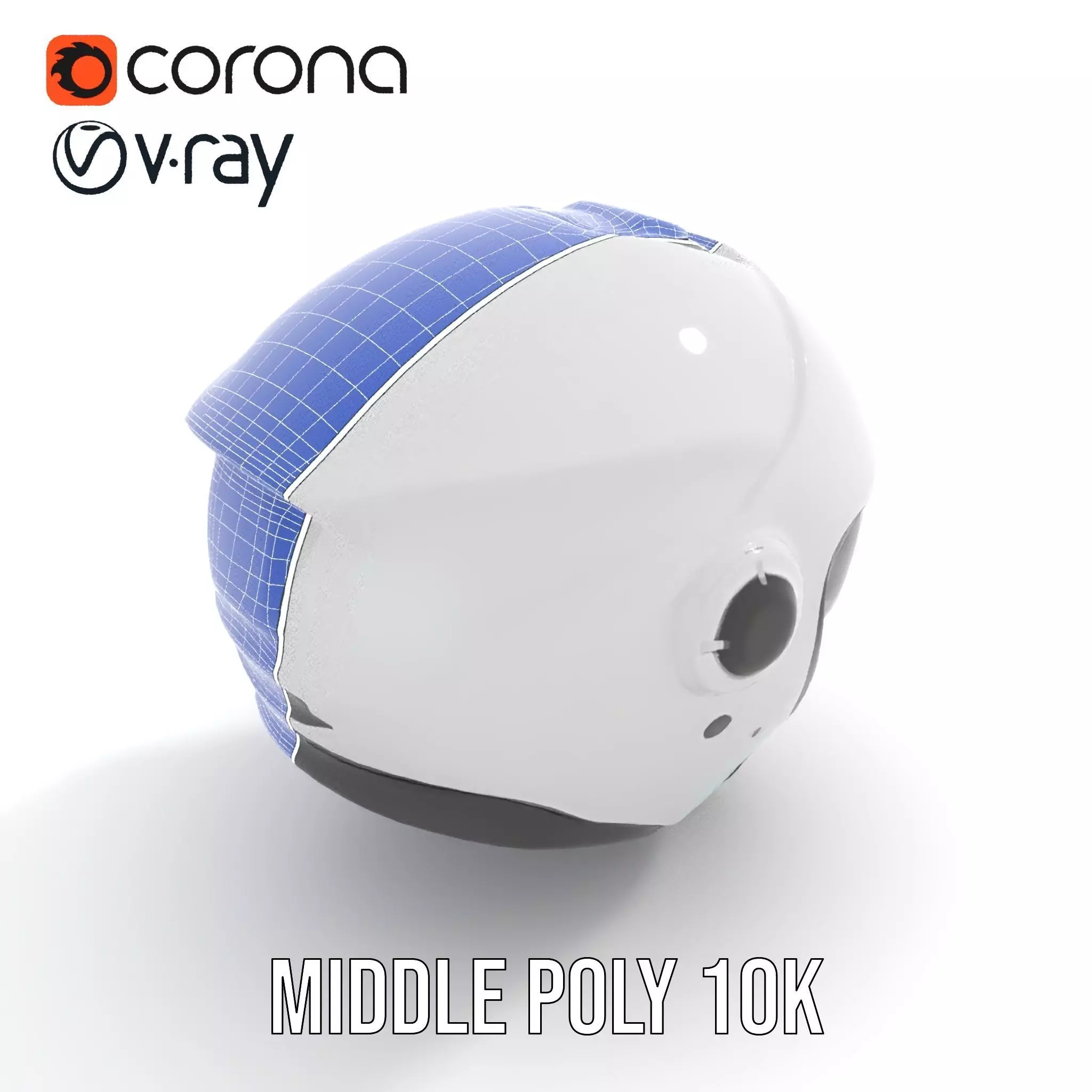 Futuristic White Helmet Model Pack with Advanced Design Low-poly 3D model_21