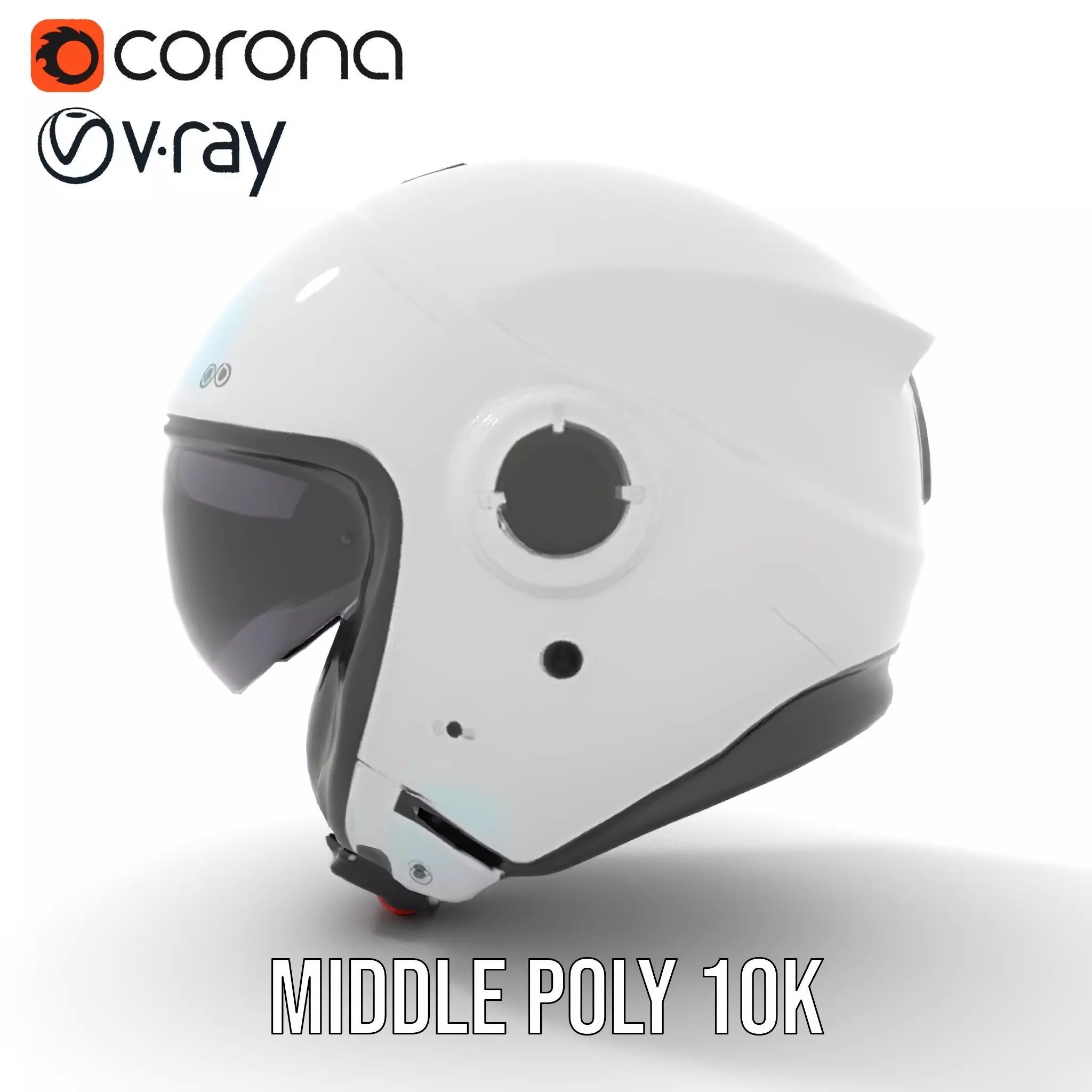 Futuristic White Helmet Model Pack with Advanced Design Low-poly 3D model_30