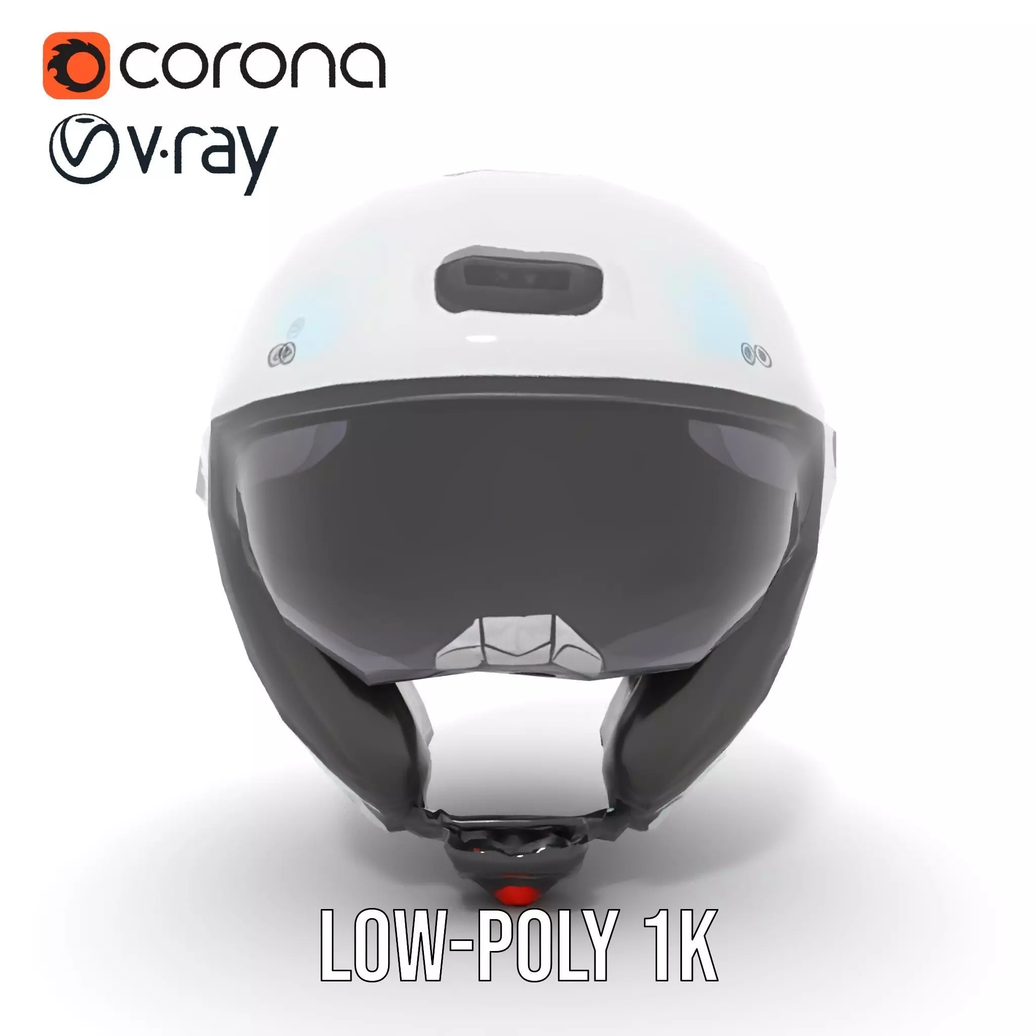 Futuristic White Helmet Model Pack with Advanced Design Low-poly 3D model_7