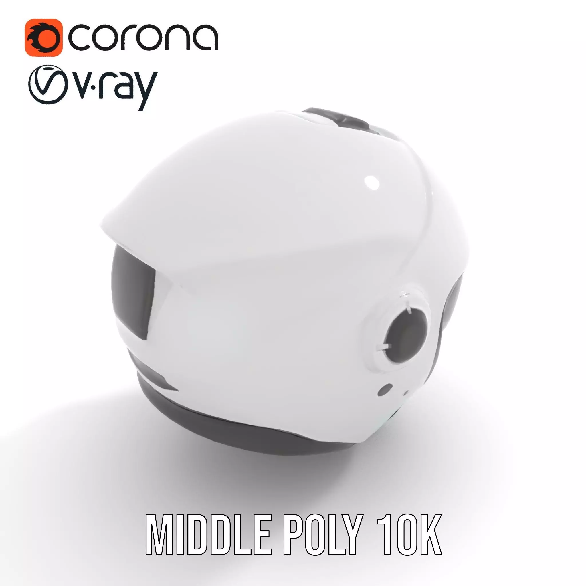 Futuristic White Helmet Model Pack with Advanced Design Low-poly 3D model_6