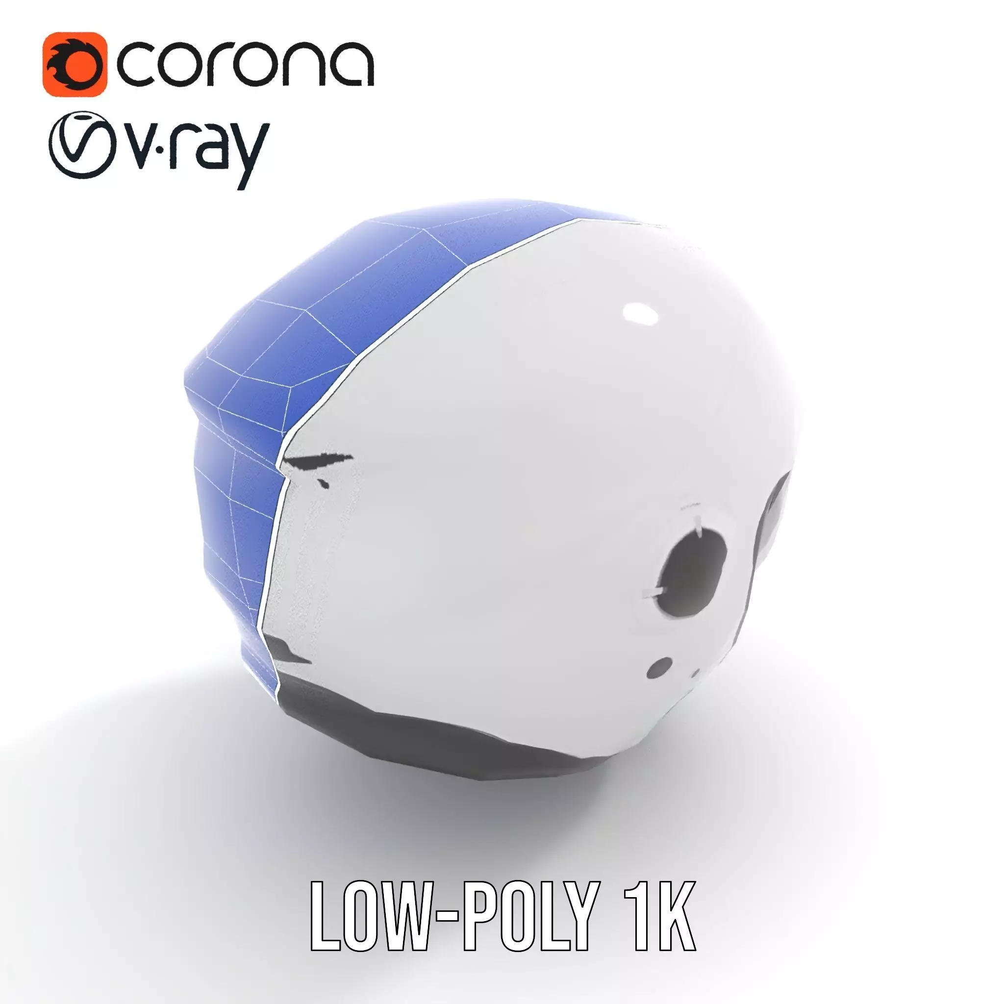 Futuristic White Helmet Model Pack with Advanced Design Low-poly 3D model_25