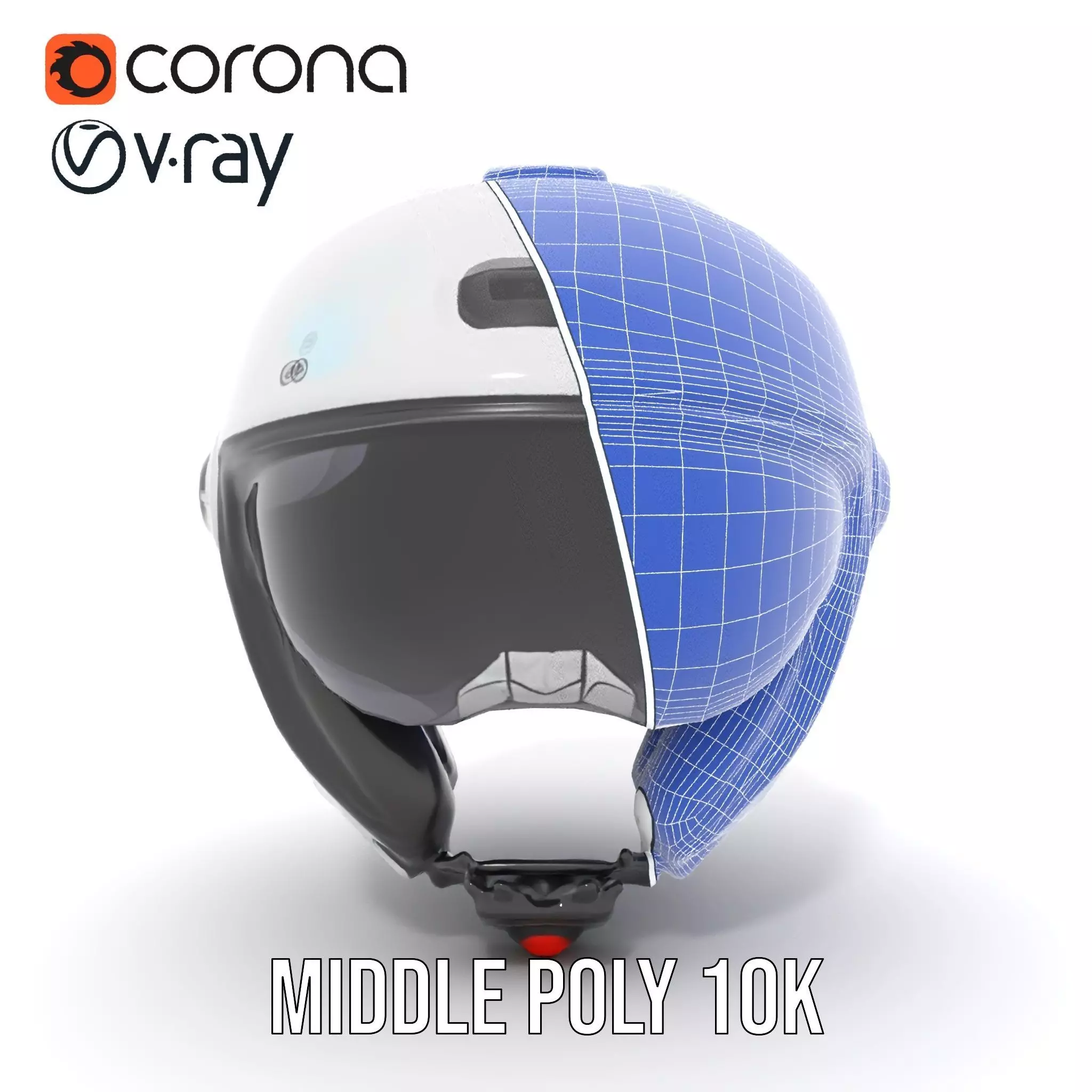 Futuristic White Helmet Model Pack with Advanced Design Low-poly 3D model_27