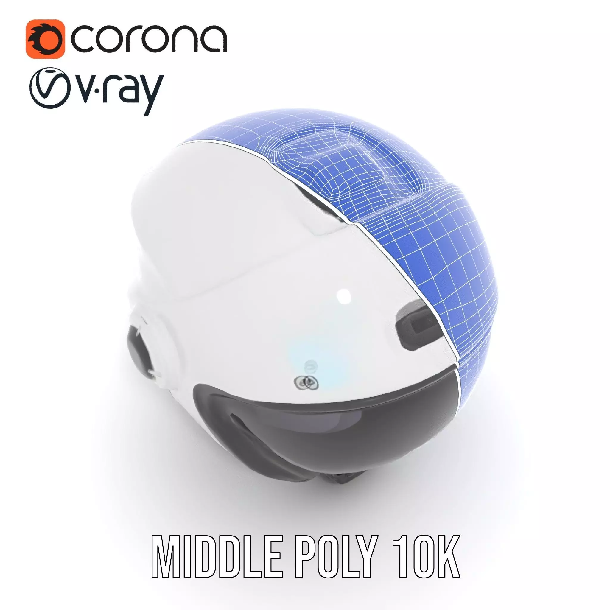Futuristic White Helmet Model Pack with Advanced Design Low-poly 3D model_15
