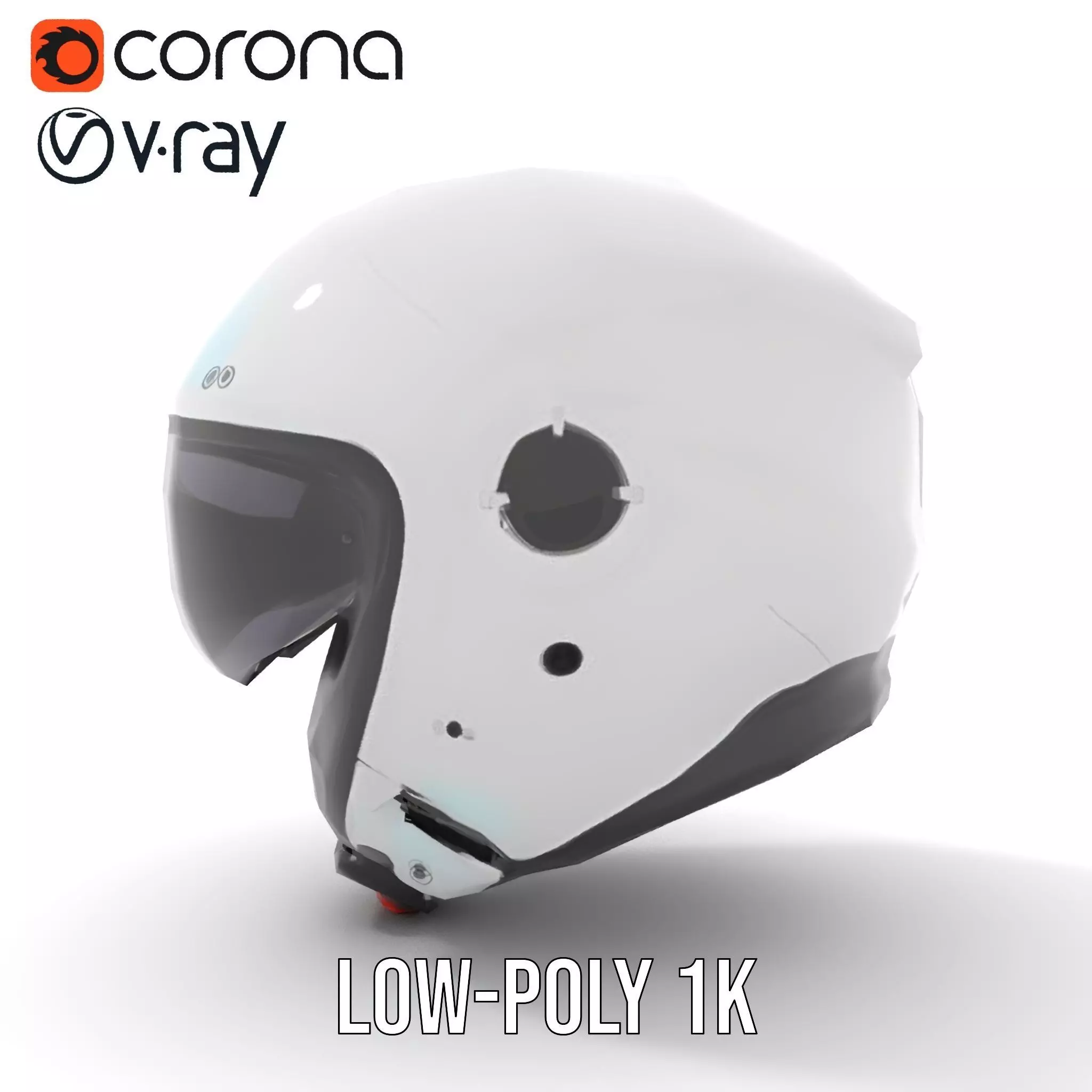 Futuristic White Helmet Model Pack with Advanced Design Low-poly 3D model_11