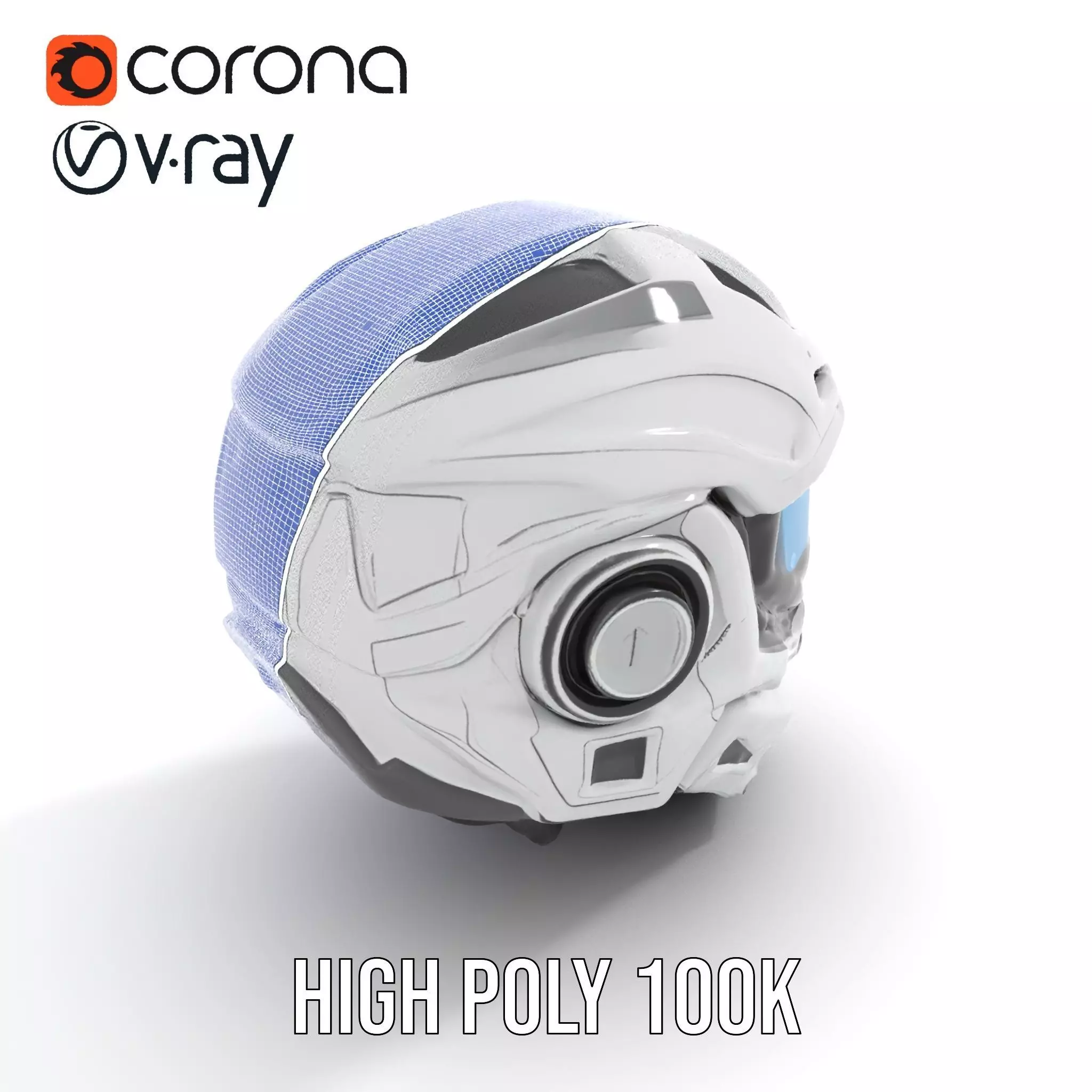 Futuristic SciFi Helmet Model Pack with High Detail Low-poly 3D model_31