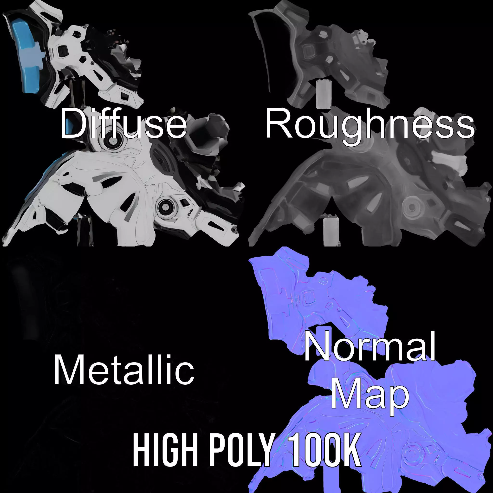 Futuristic SciFi Helmet Model Pack with High Detail Low-poly 3D model_3