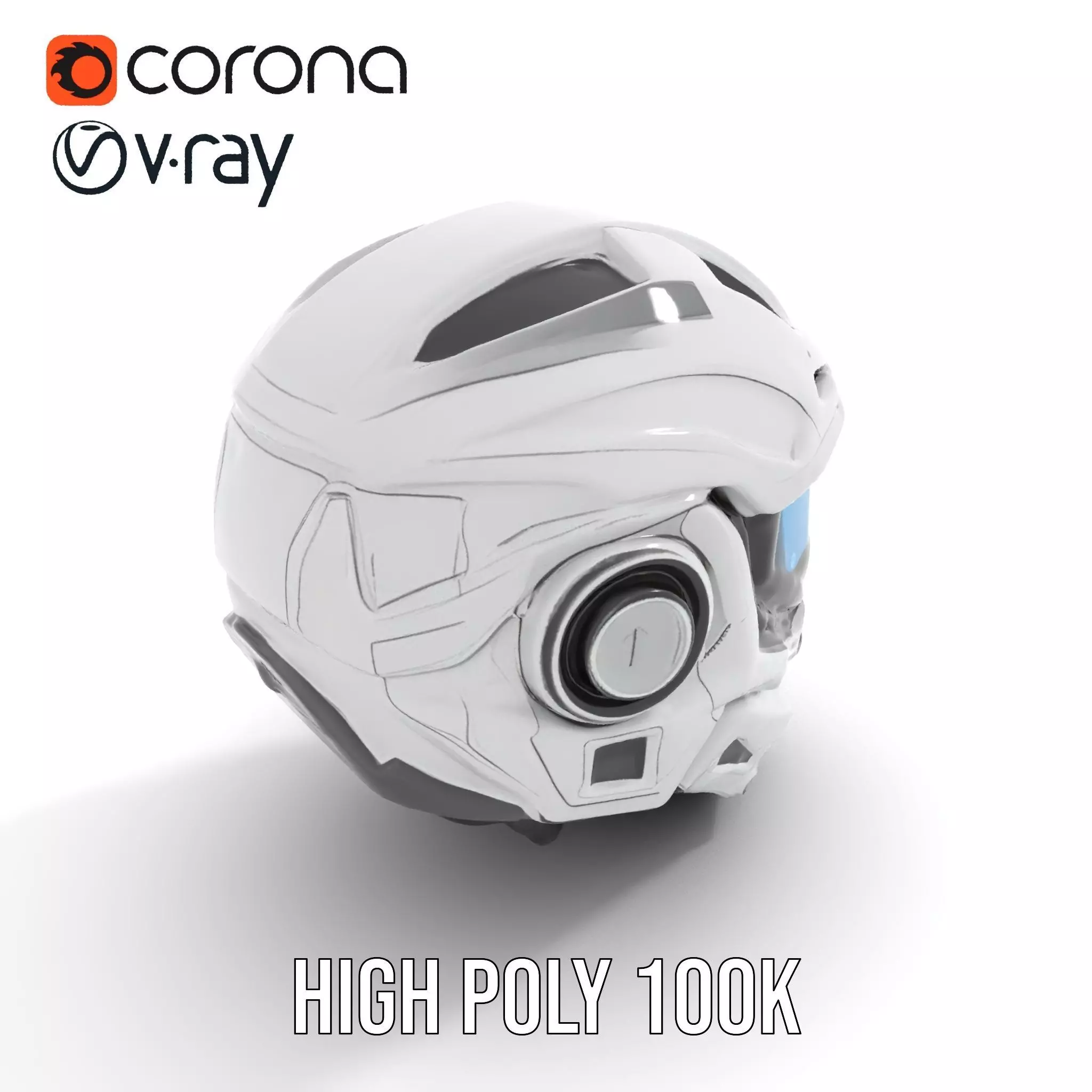 Futuristic SciFi Helmet Model Pack with High Detail Low-poly 3D model_28