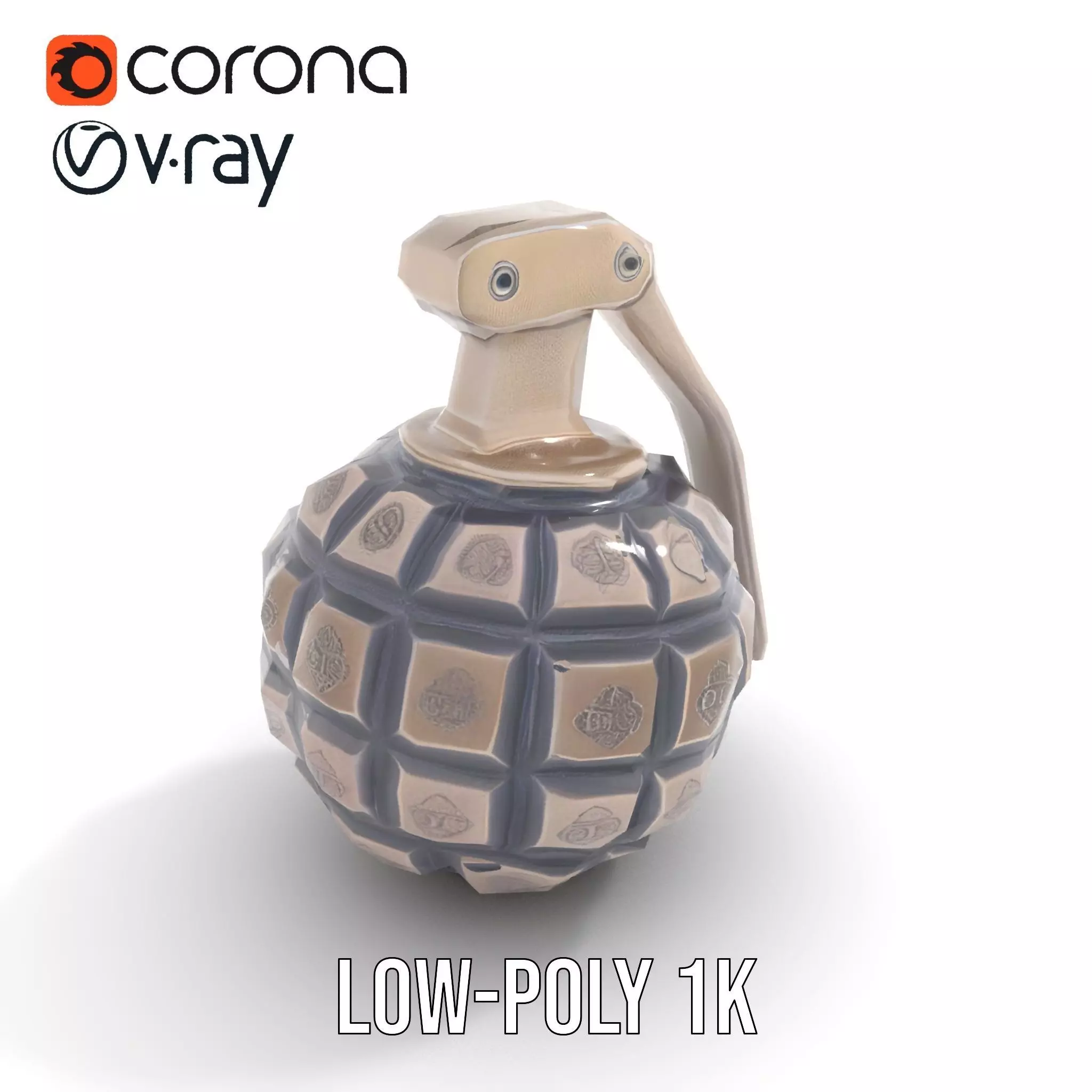 Grenade Model Pack  Detailed Modular Design Low-poly 3D model_9