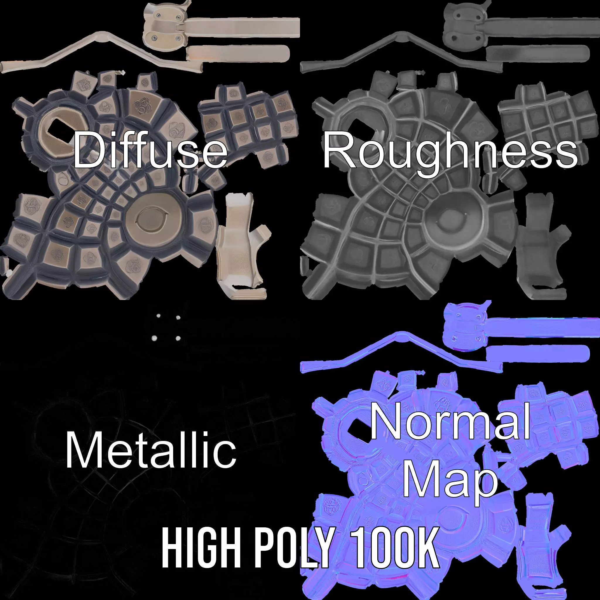 Grenade Model Pack  Detailed Modular Design Low-poly 3D model_3