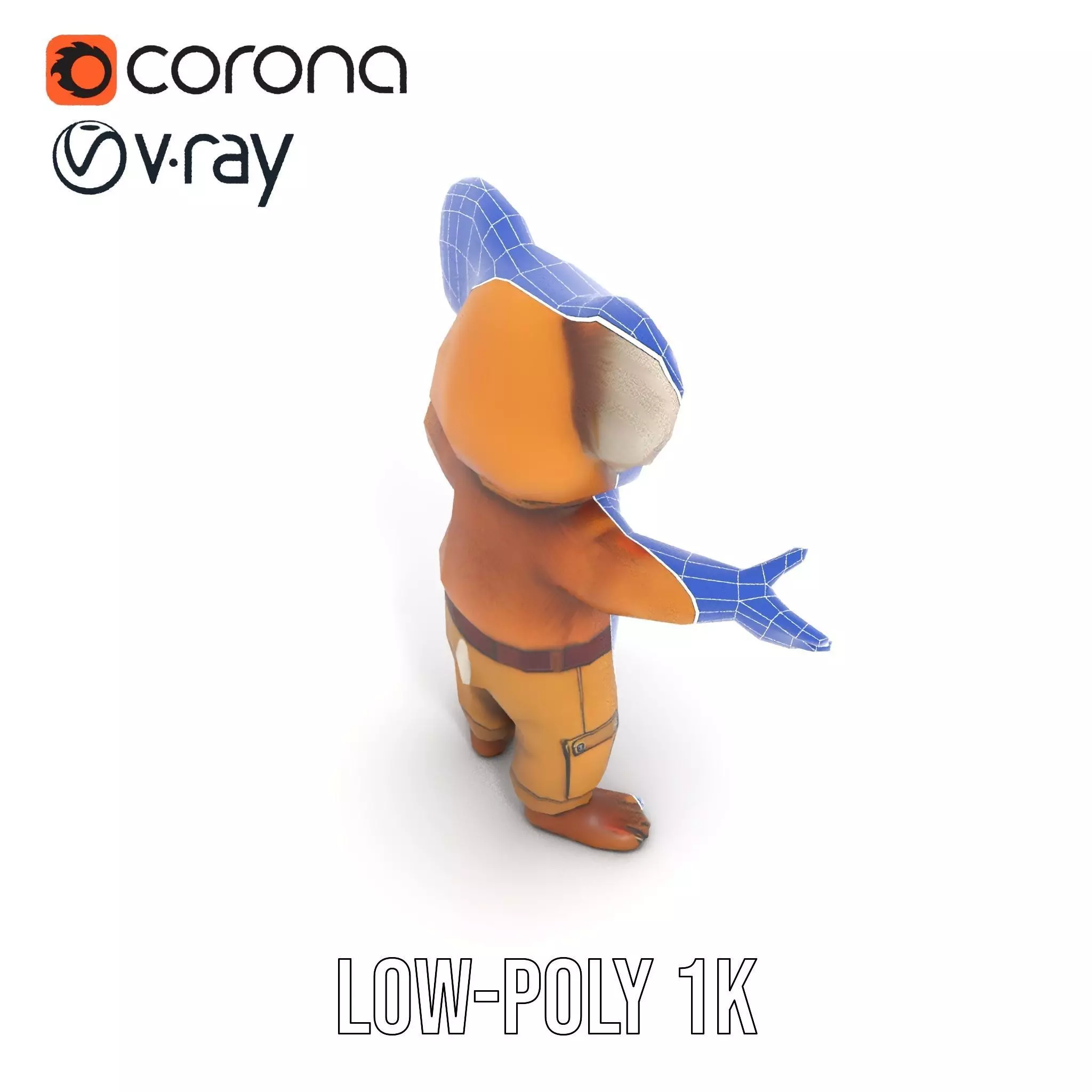 Koala Character Model Rigged and Animated Low-poly 3D model_26