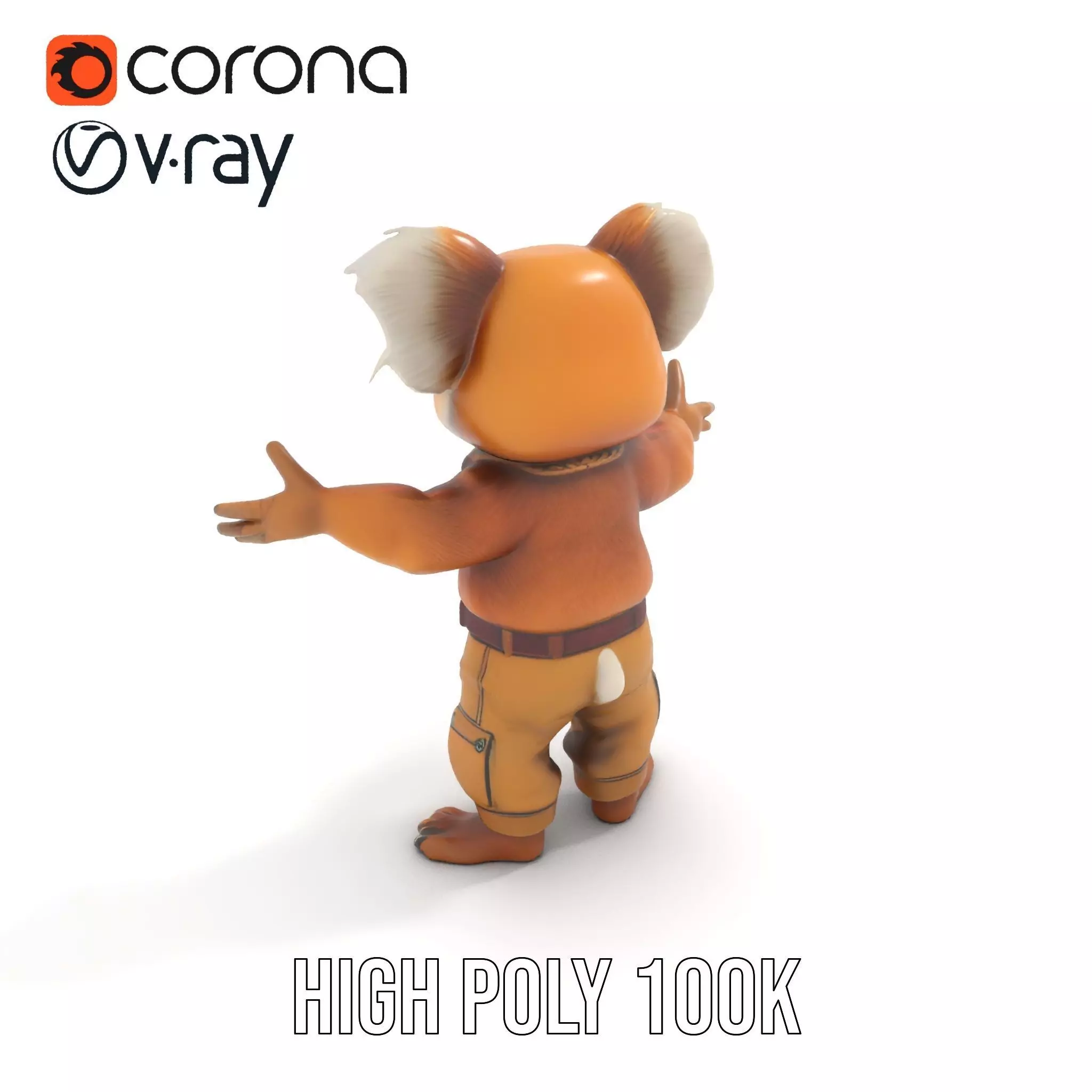 Koala Character Model Rigged and Animated Low-poly 3D model_10