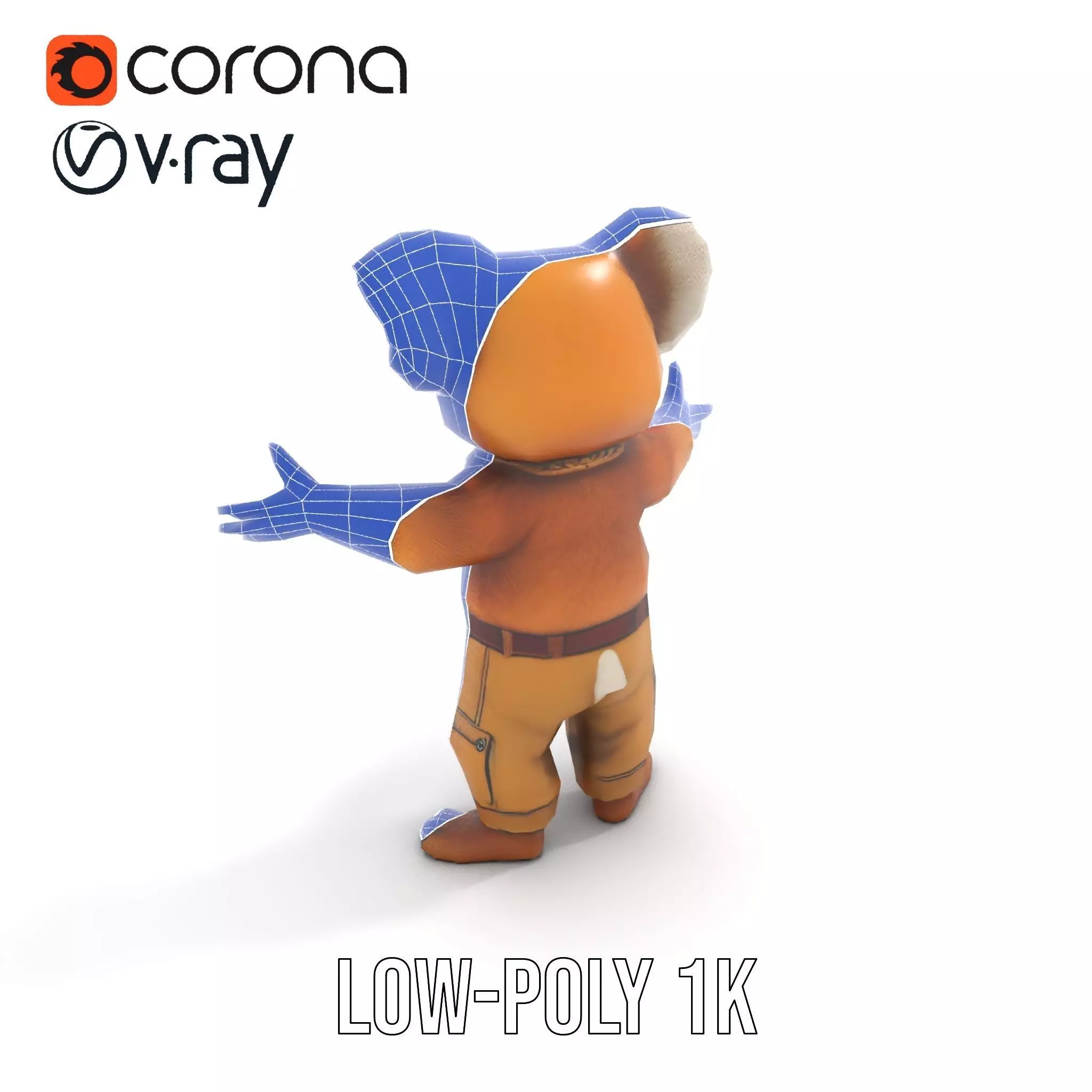 Koala Character Model Rigged and Animated Low-poly 3D model_14