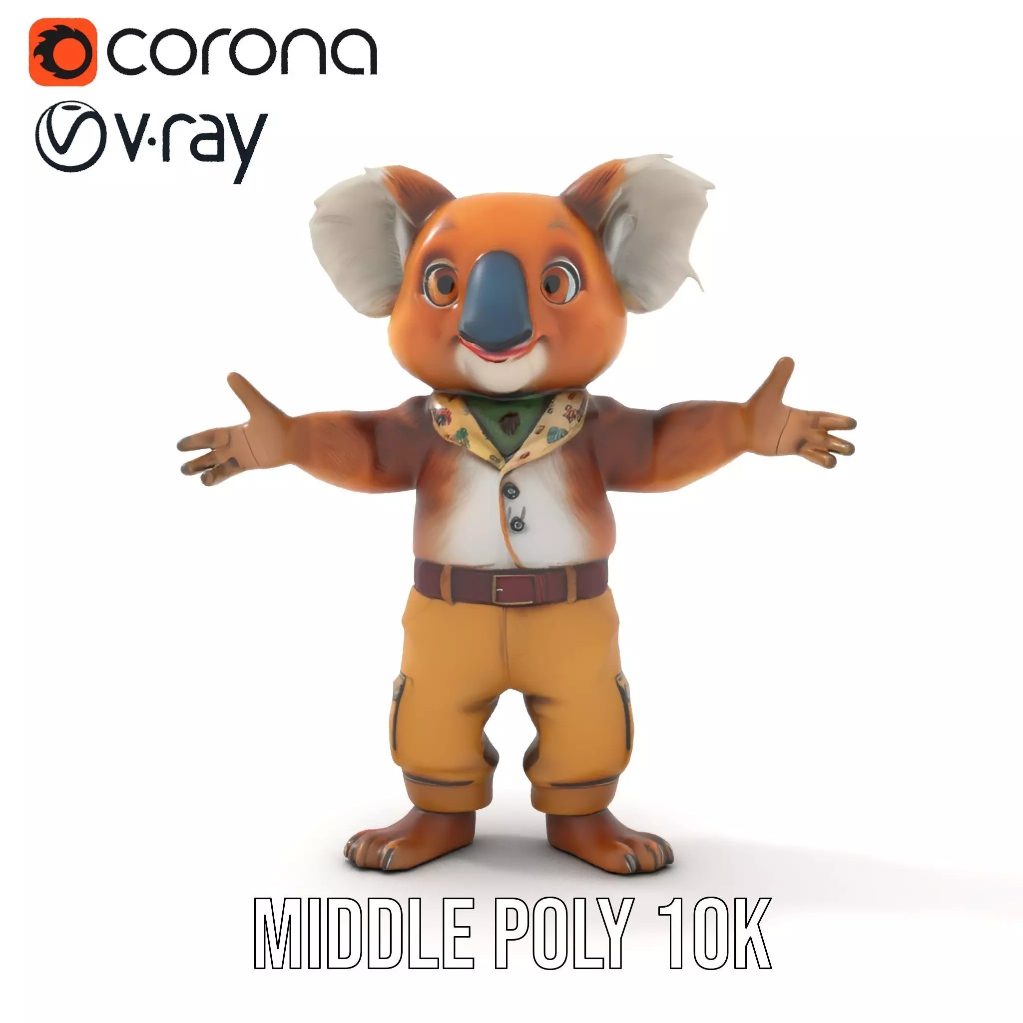 Koala Character Model Rigged and Animated Low-poly 3D model_30