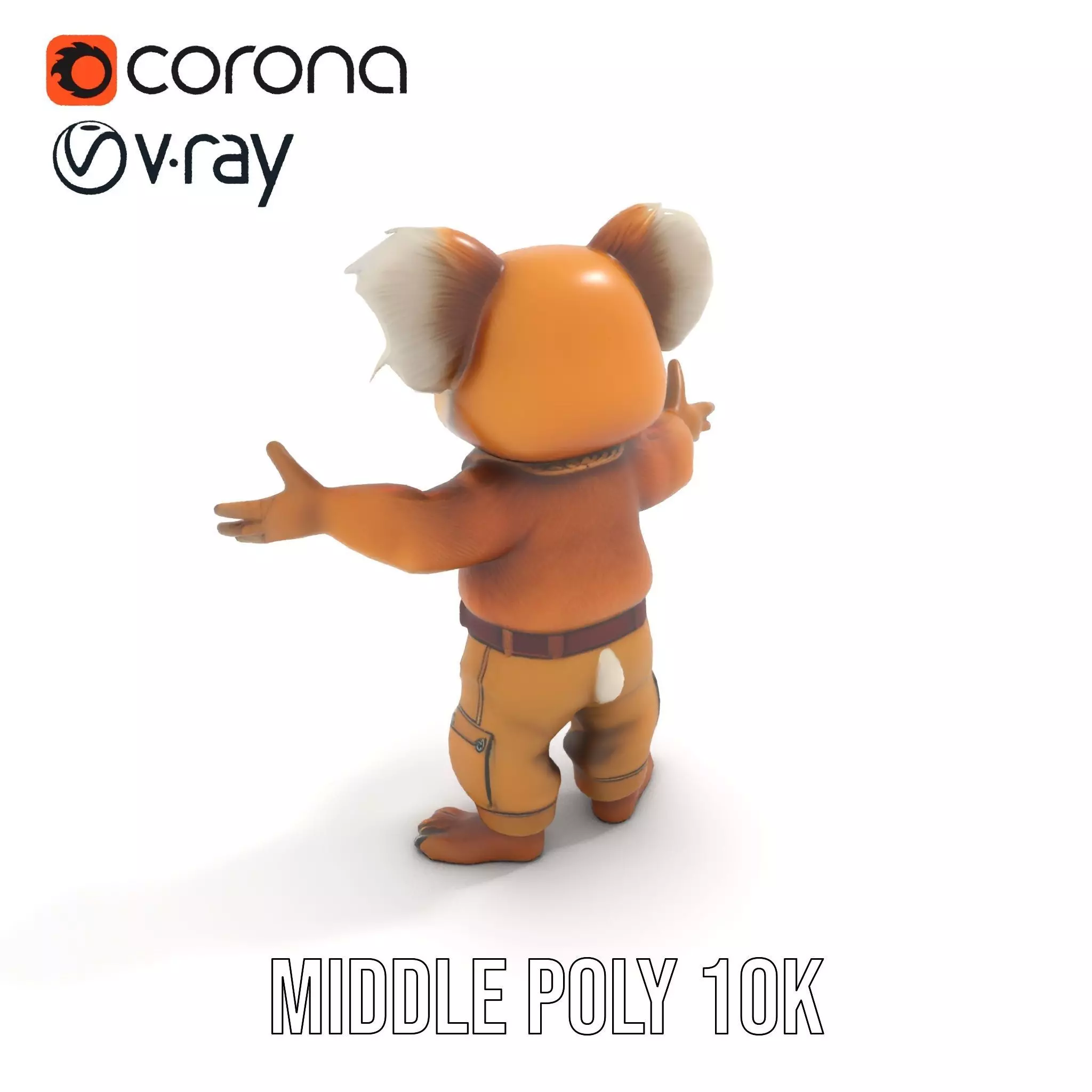 Koala Character Model Rigged and Animated Low-poly 3D model_19