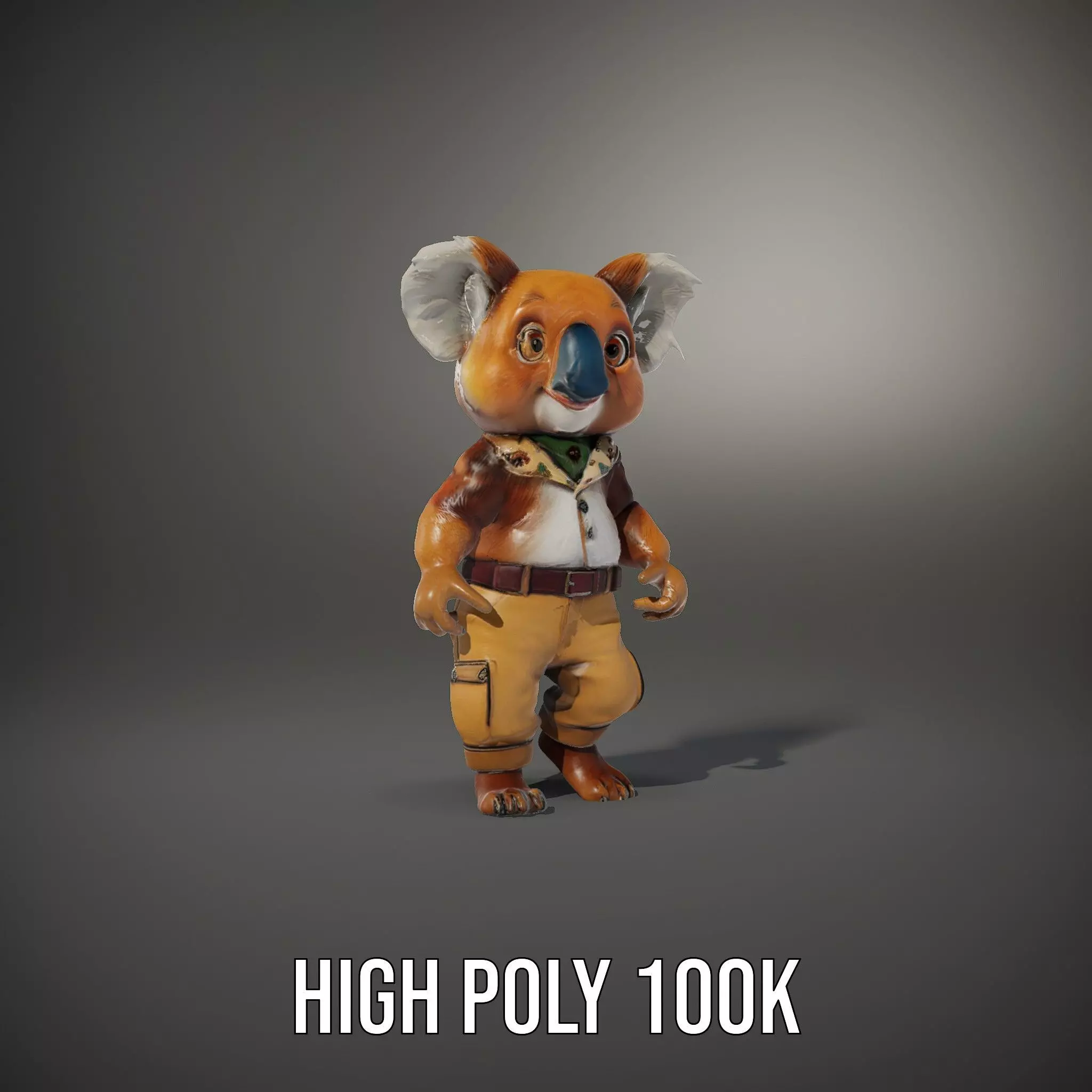 Koala Character Model Rigged and Animated Low-poly 3D model_15