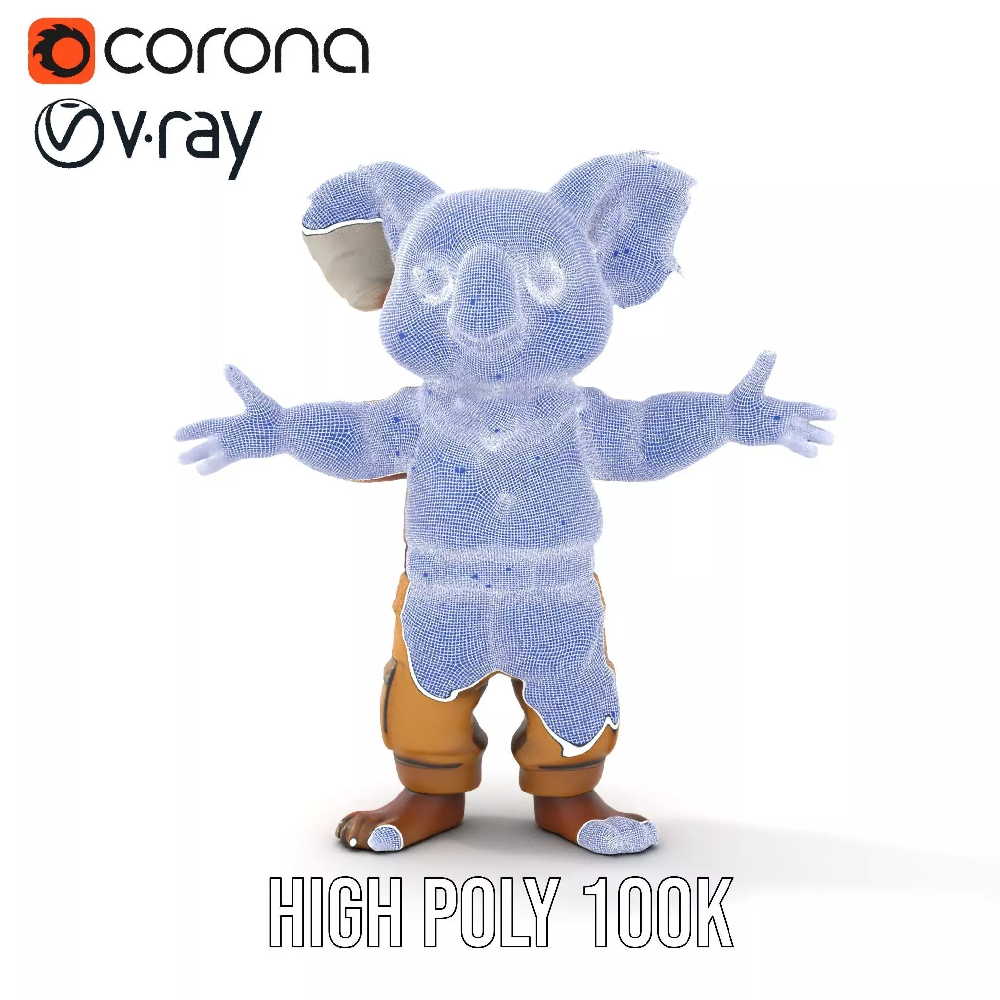 Koala Character Model Rigged and Animated Low-poly 3D model_32