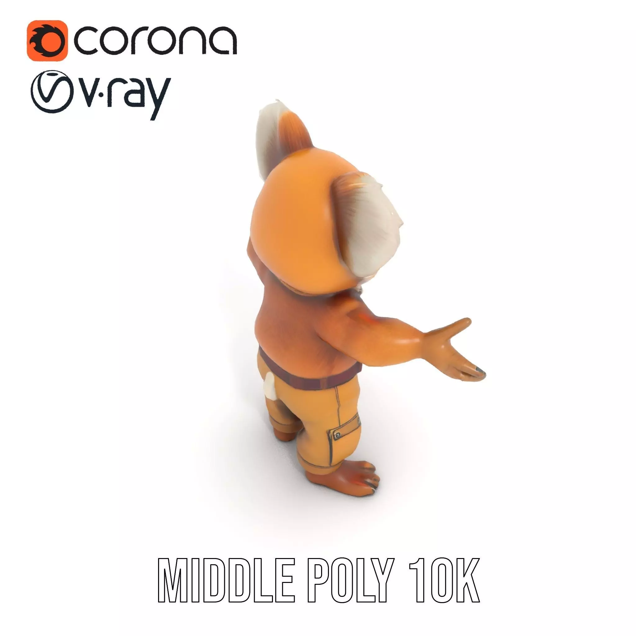 Koala Character Model Rigged and Animated Low-poly 3D model_11