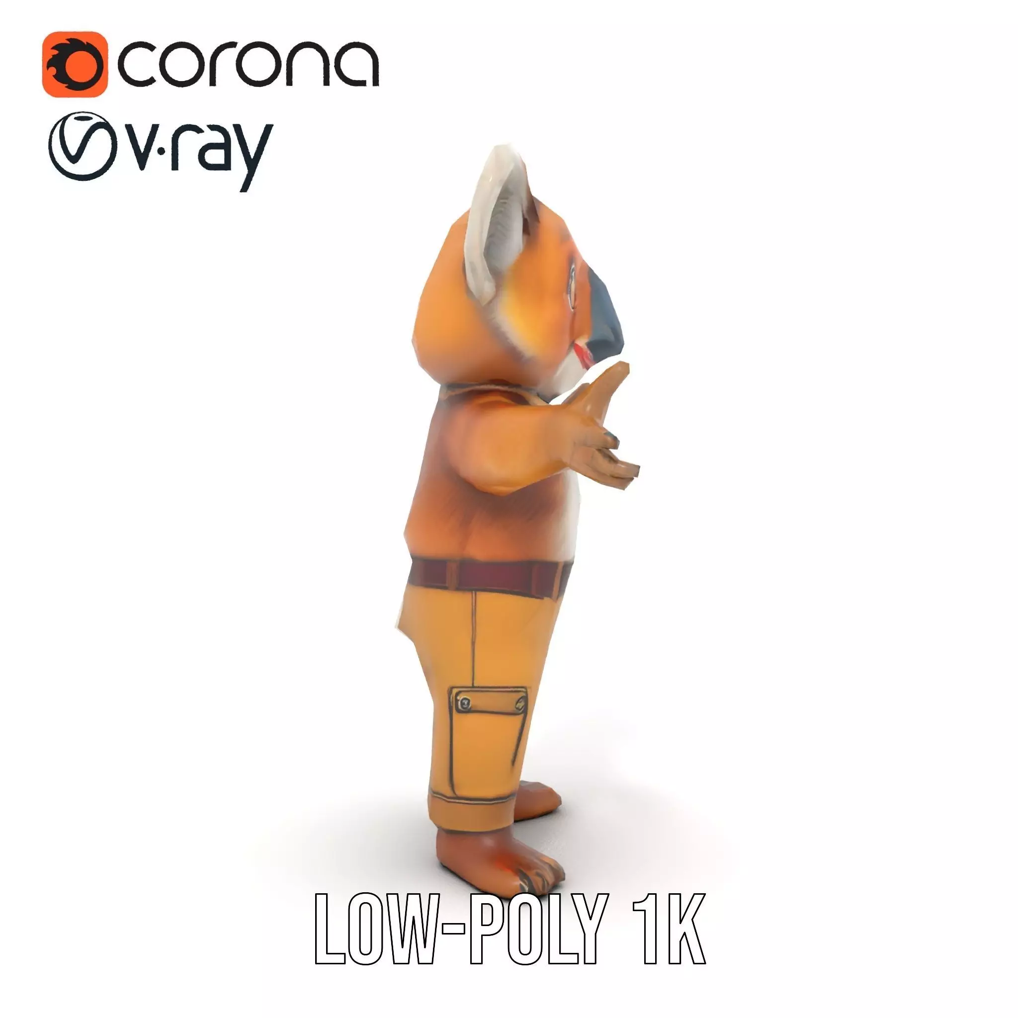 Koala Character Model Rigged and Animated Low-poly 3D model_9
