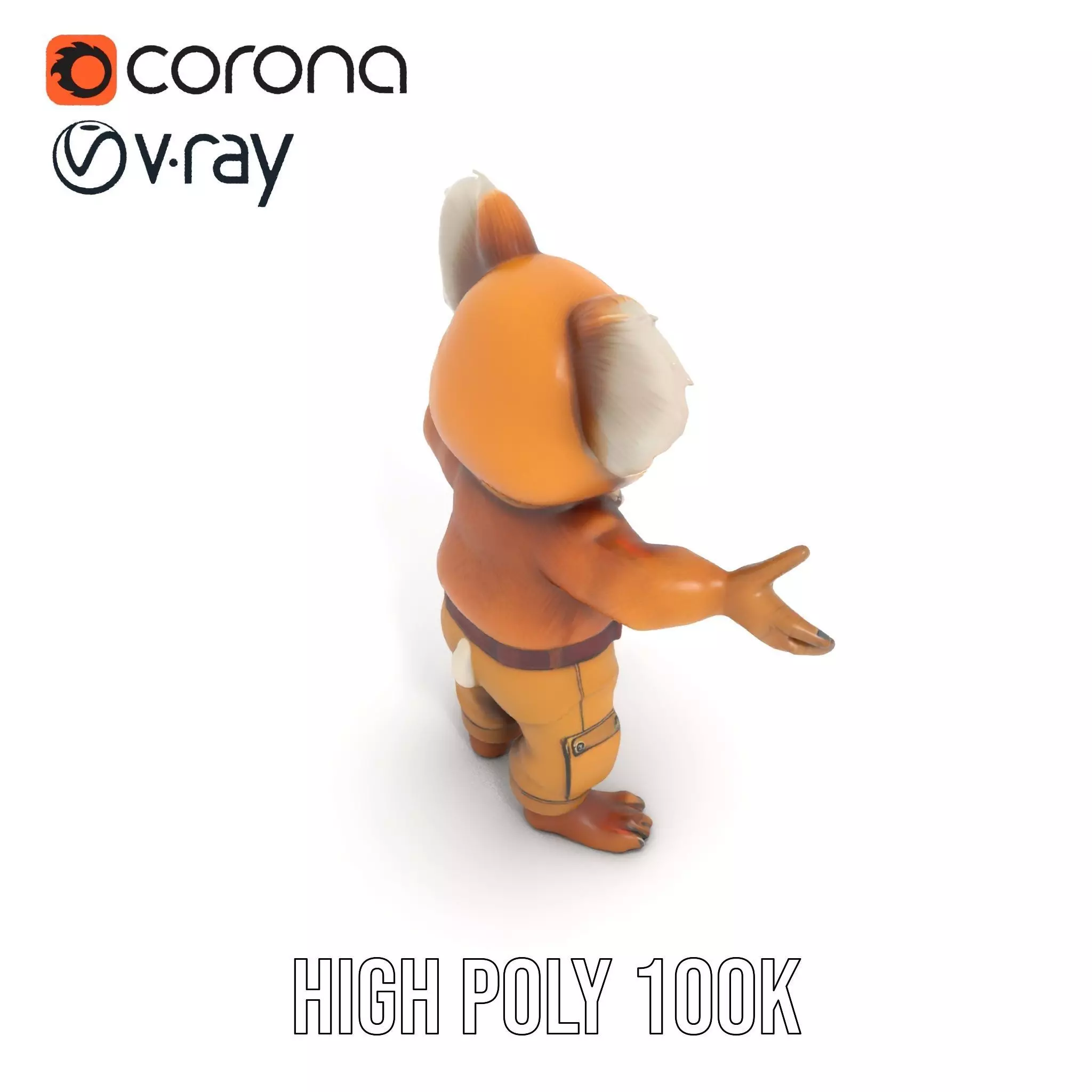 Koala Character Model Rigged and Animated Low-poly 3D model_24