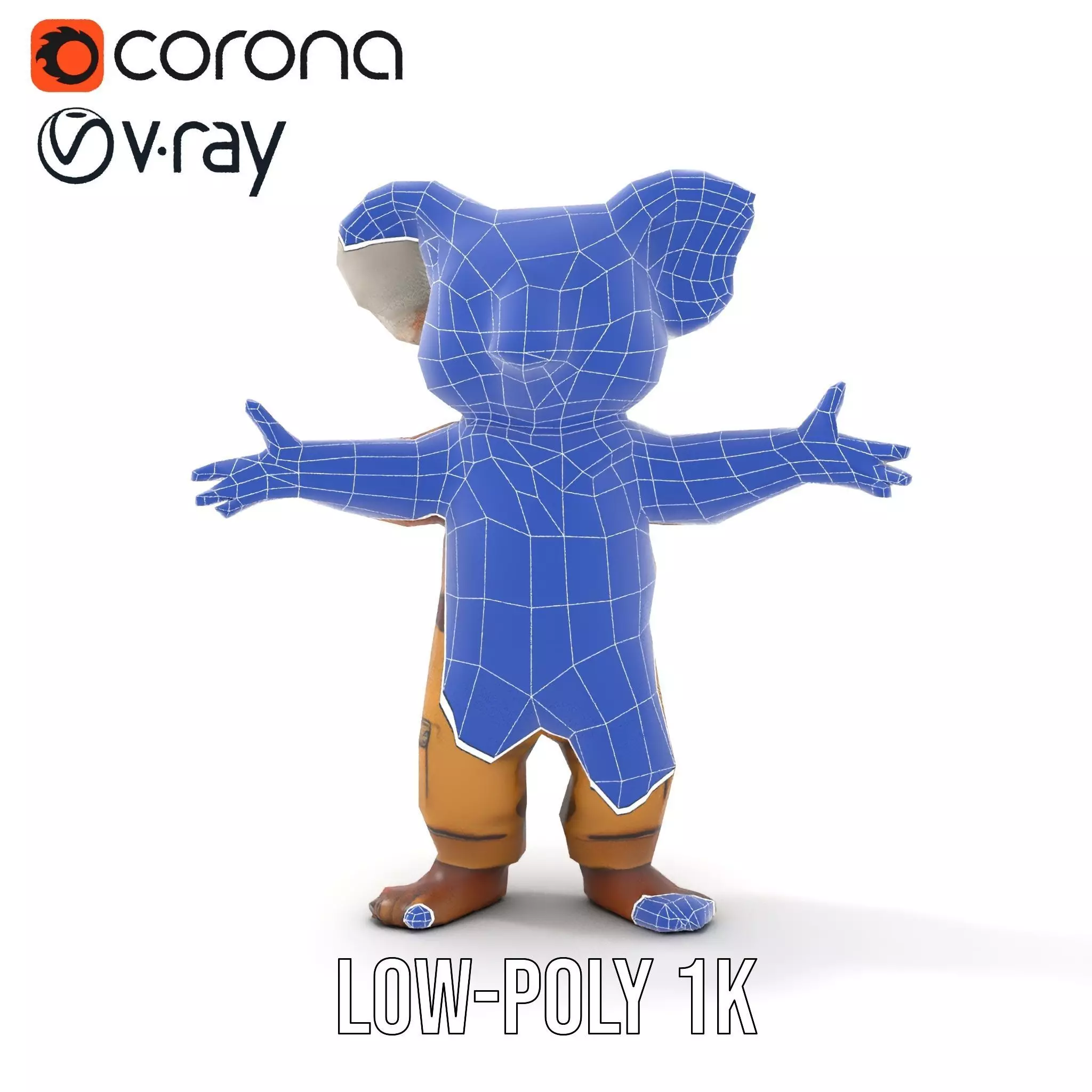 Koala Character Model Rigged and Animated Low-poly 3D model_20