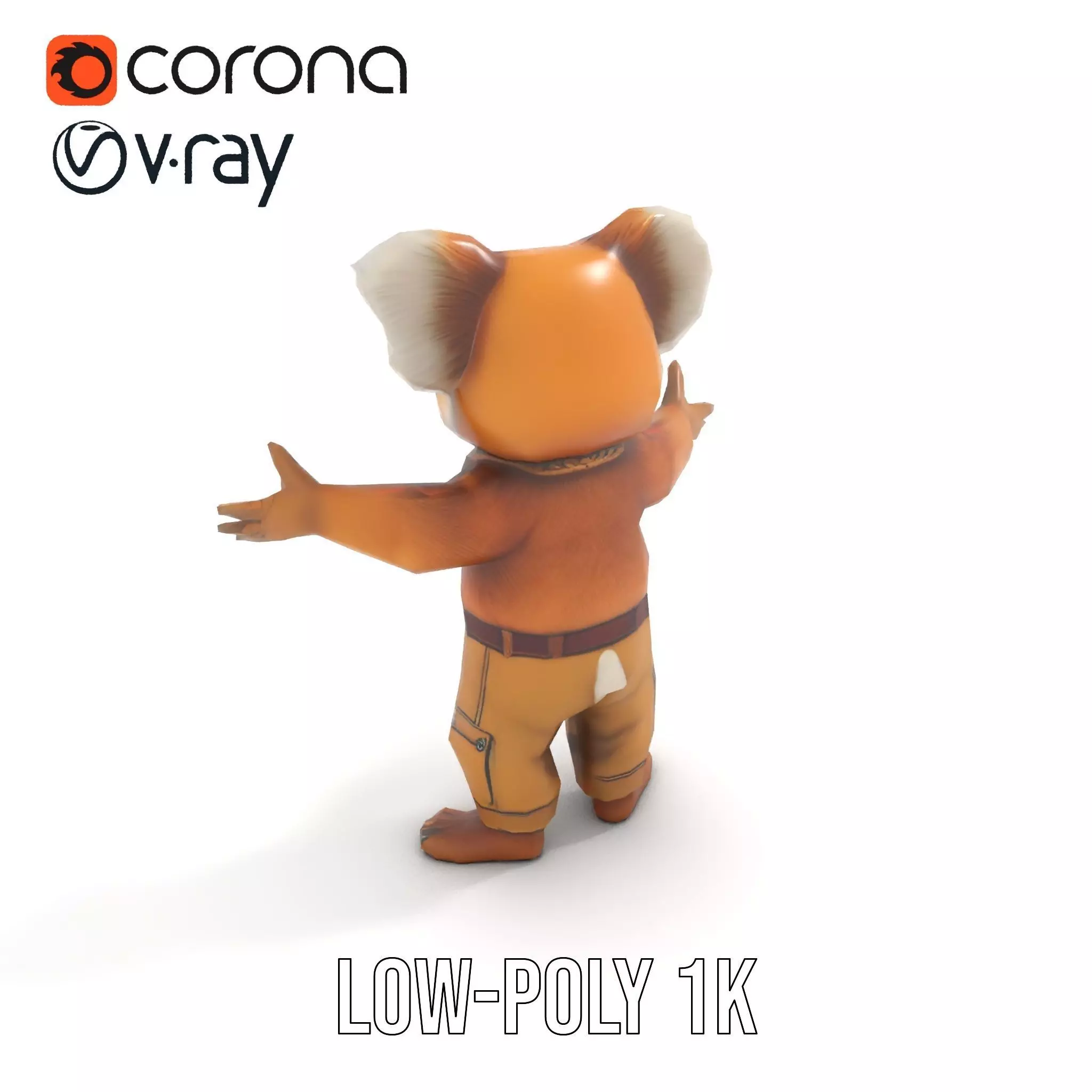 Koala Character Model Rigged and Animated Low-poly 3D model_12
